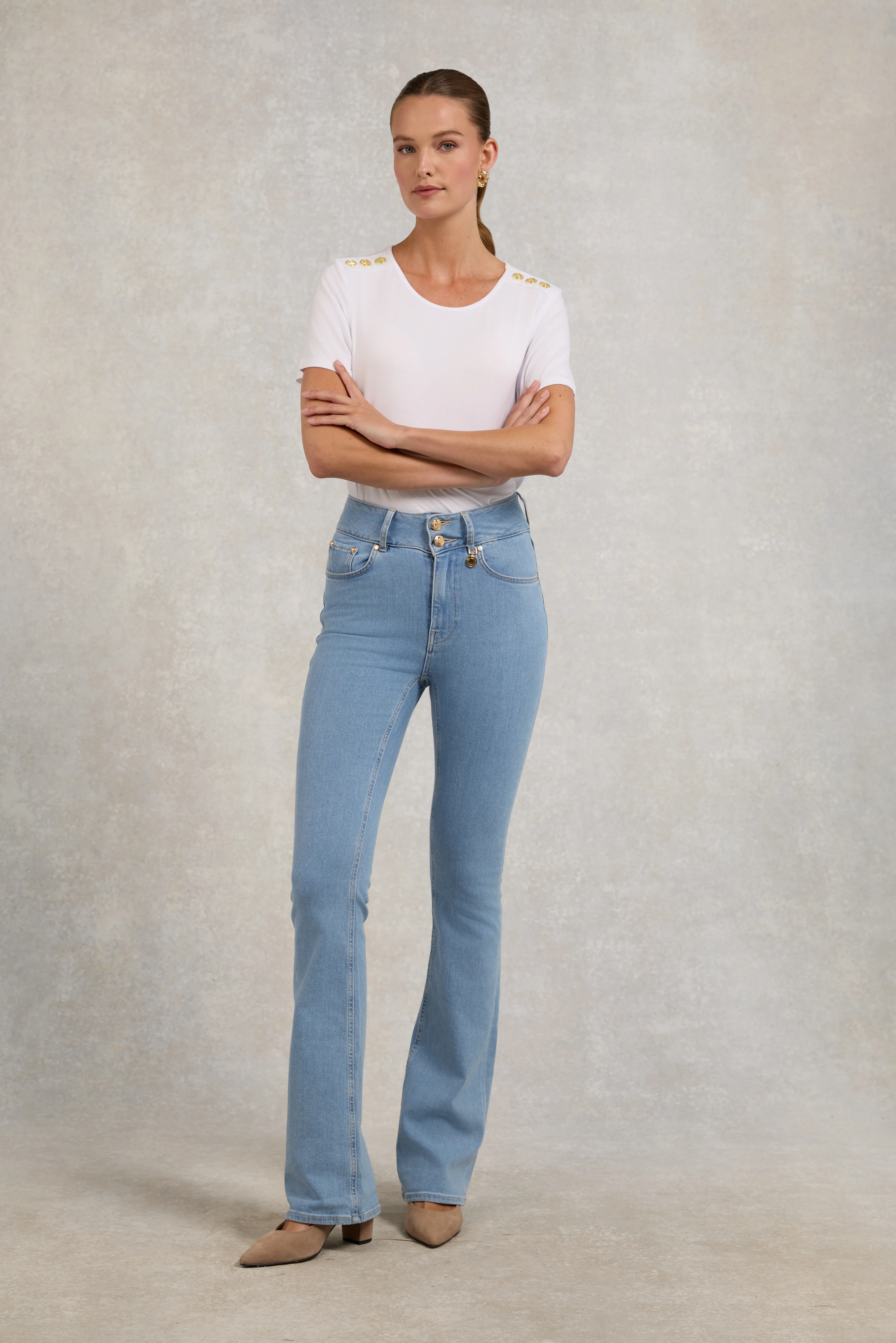 High Rise Flared Jean (Light Denim)