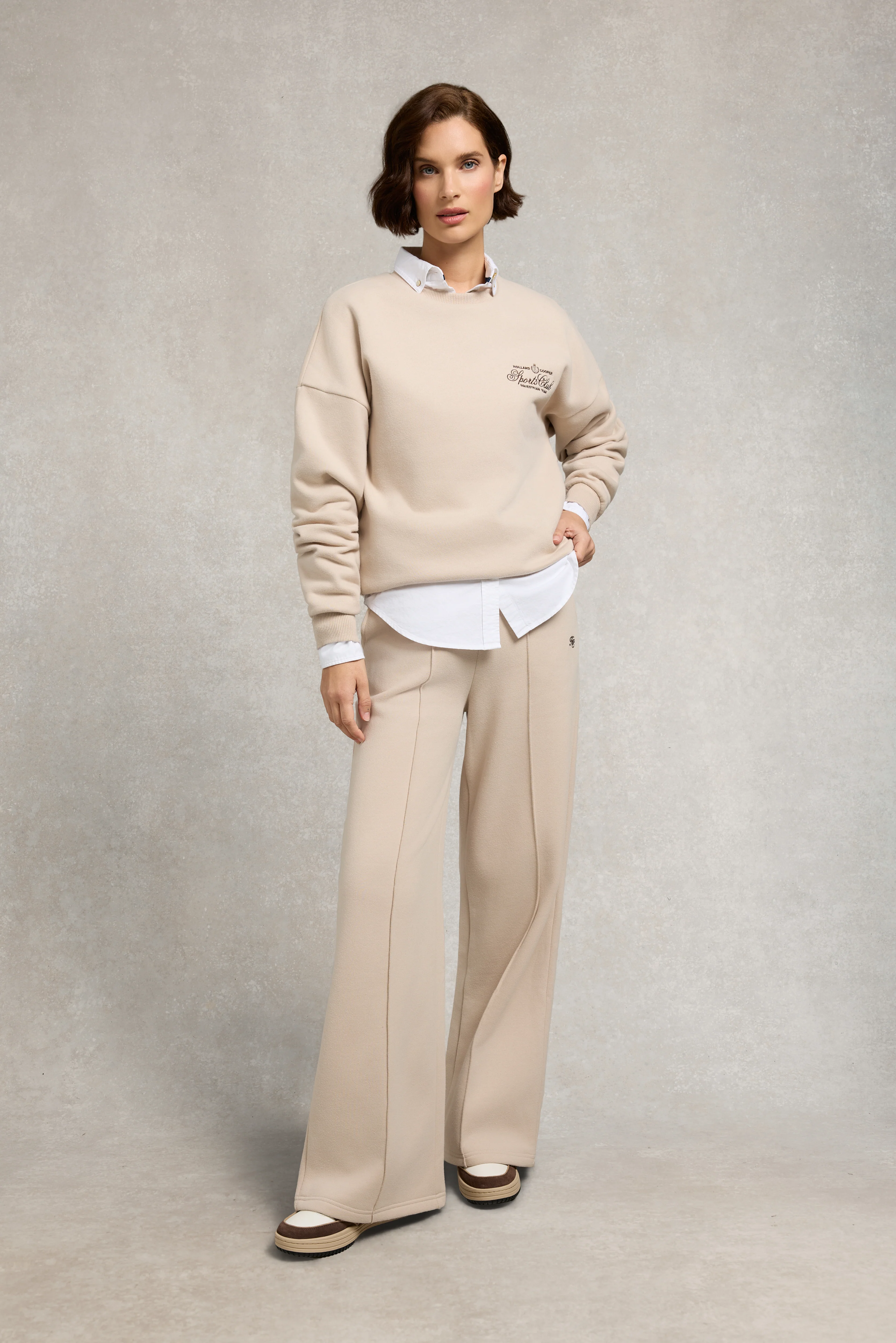 Collegiate Wide Leg Jogger (Stone)