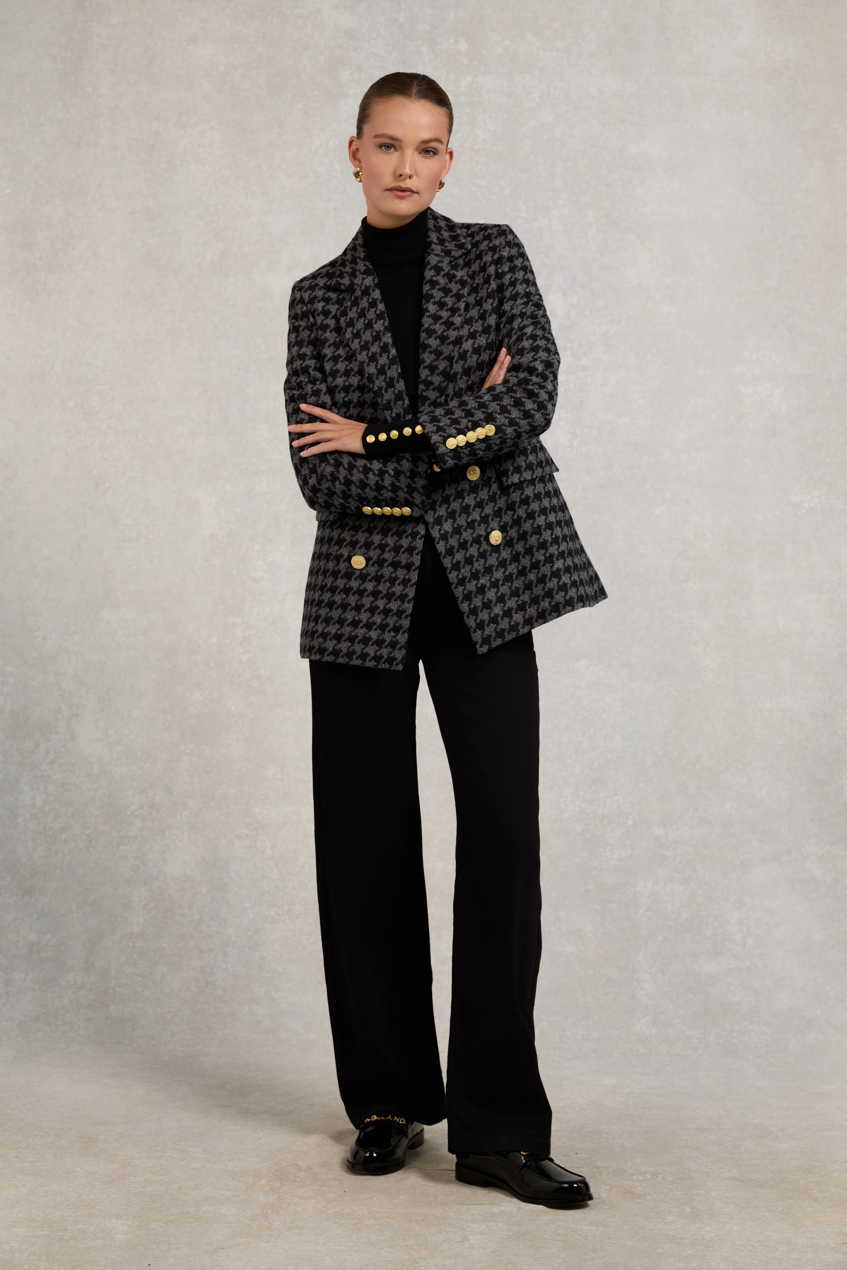 Double Breasted Blazer (Large Scale Charcoal Houndstooth)