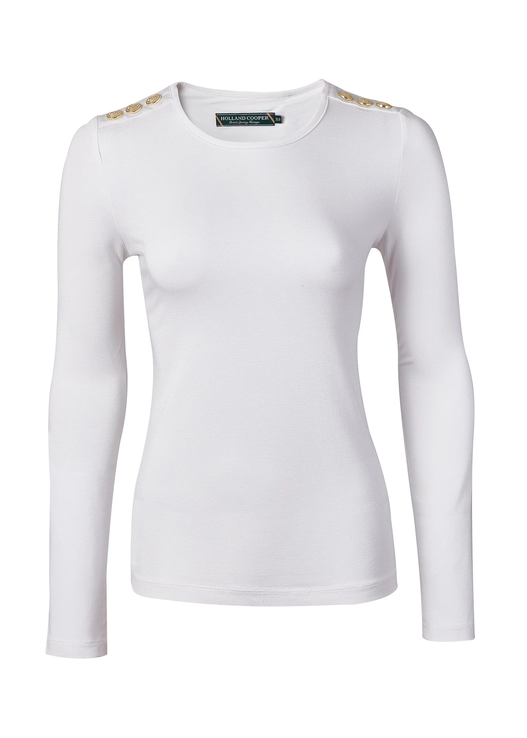 Long Sleeve Crew Neck Tee (White)