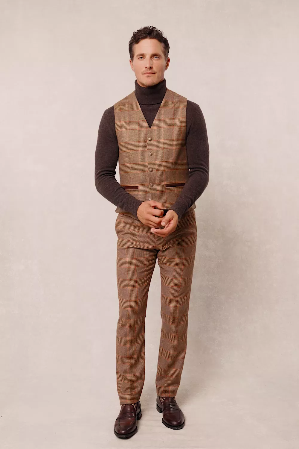 St James Waistcoat (Clarence Check Merlot)