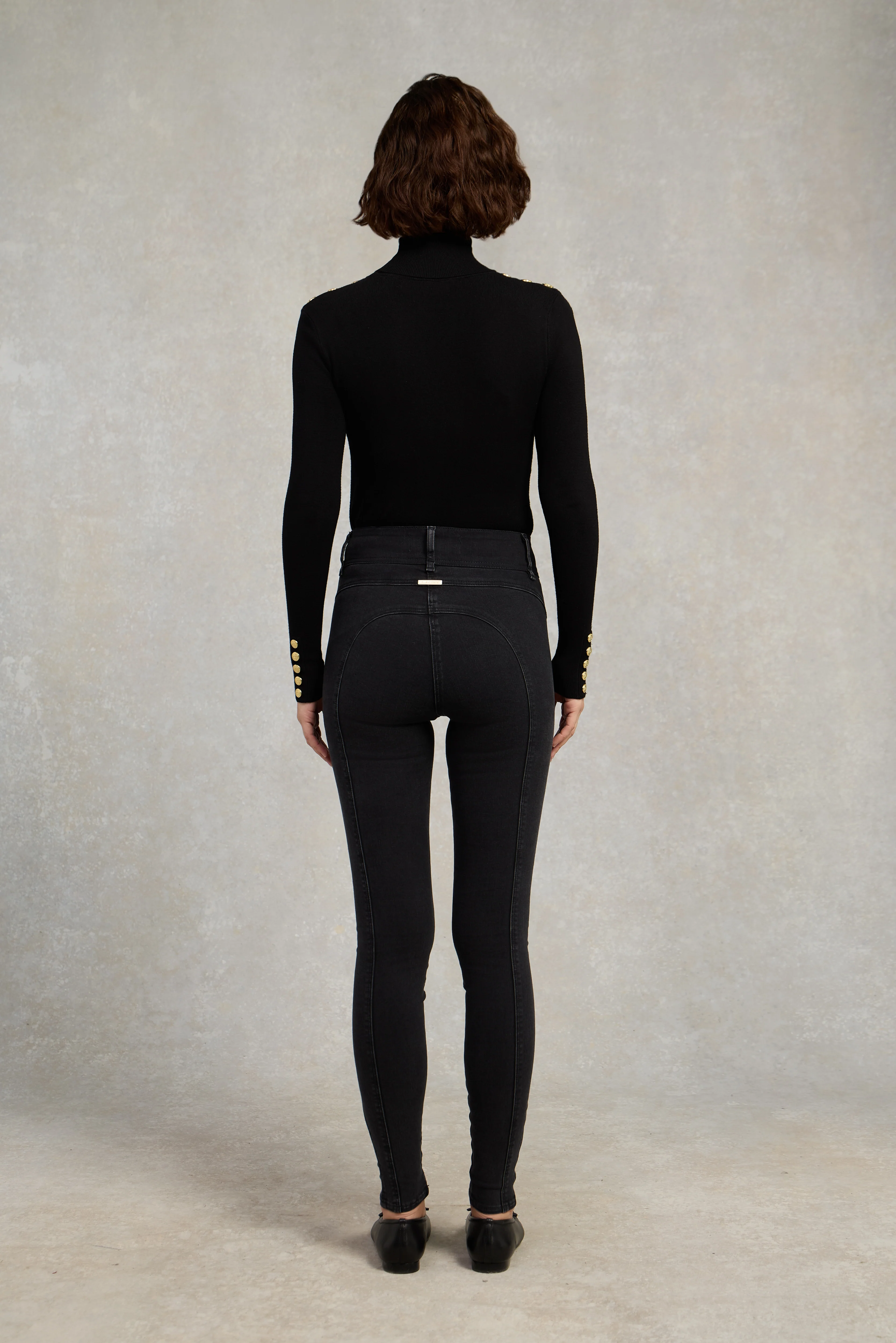 Buttoned Knit Roll Neck (Black)