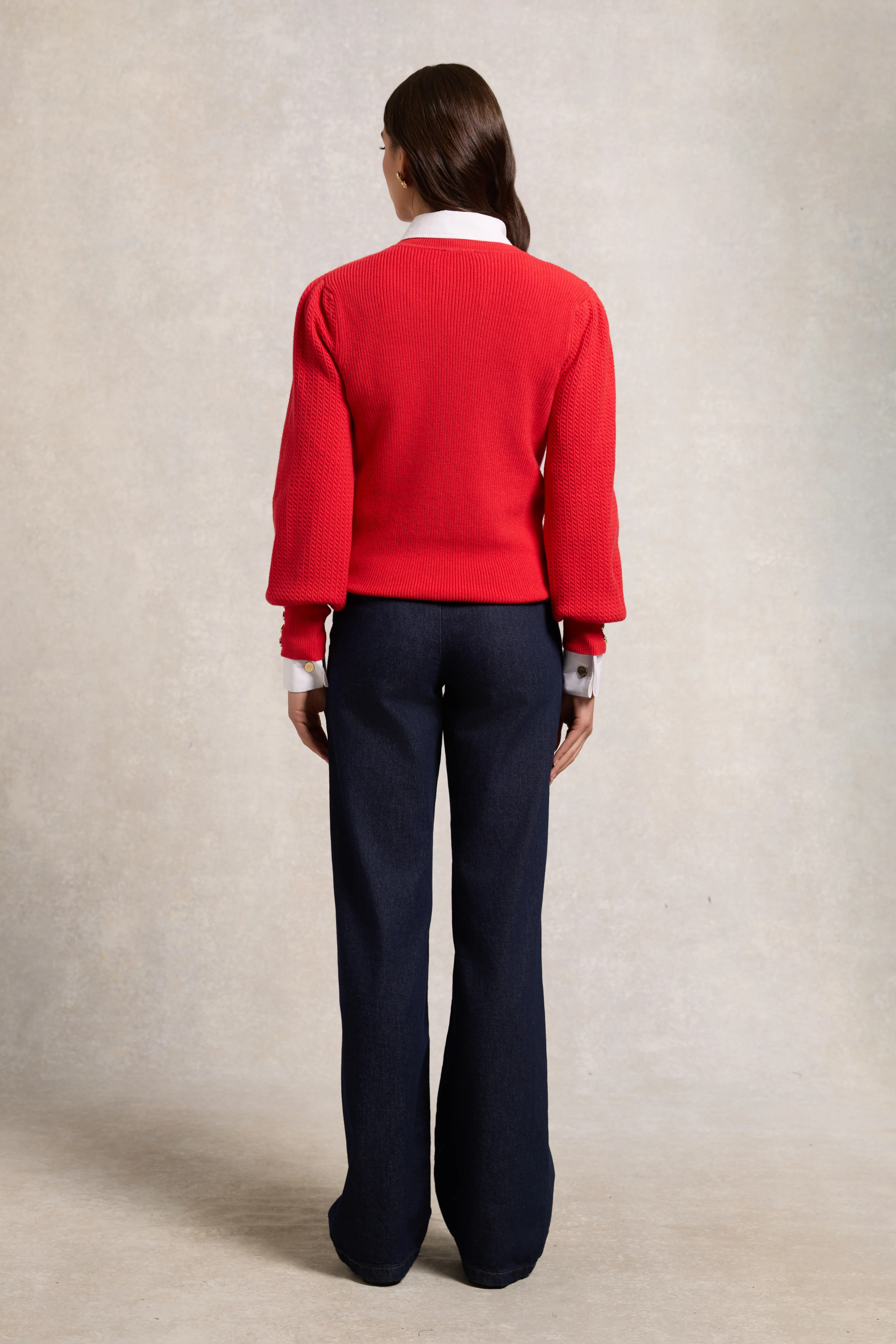 Naomi Crew Neck Knit (Hot Coral)