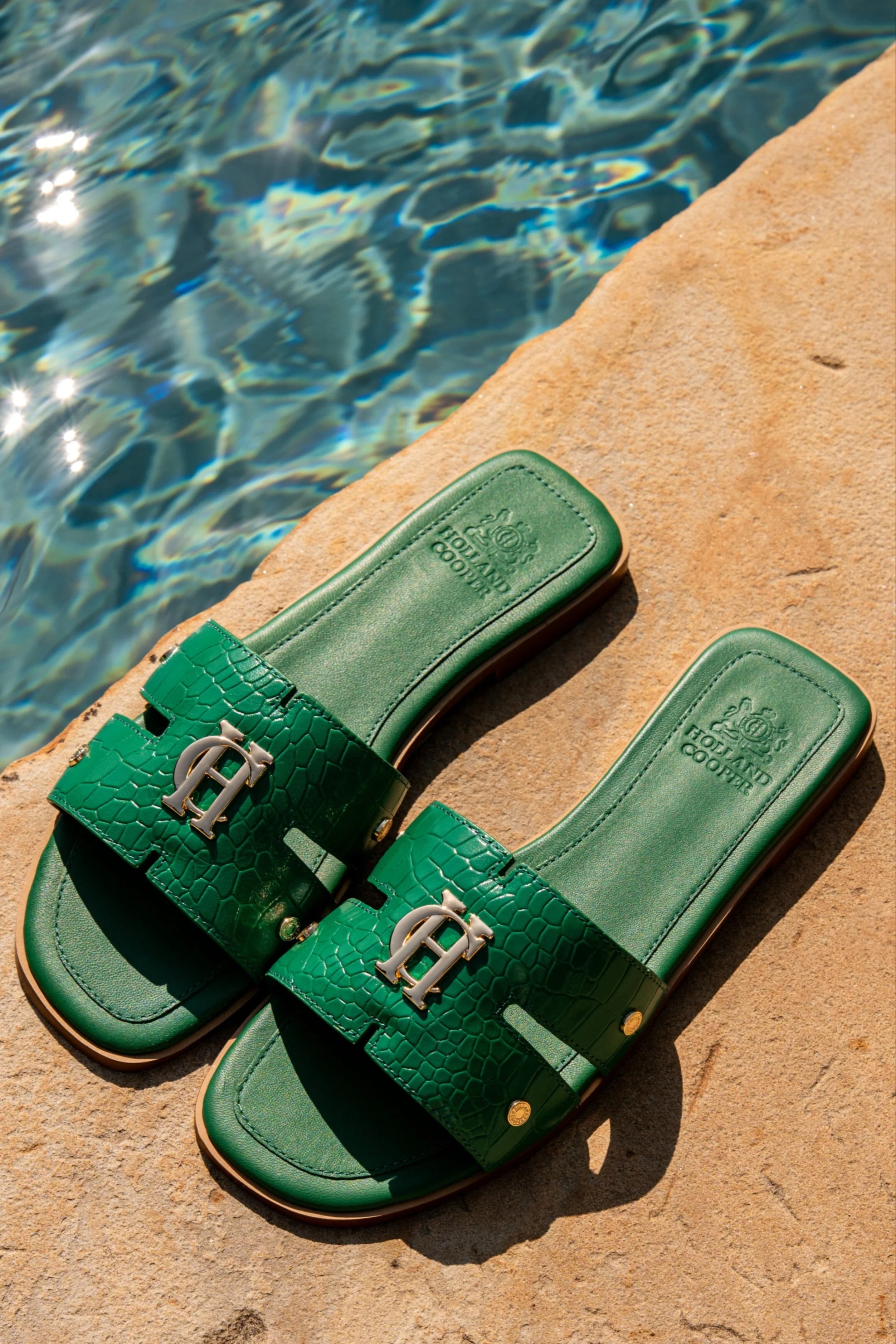 Monogram Slides (Jade Croc)