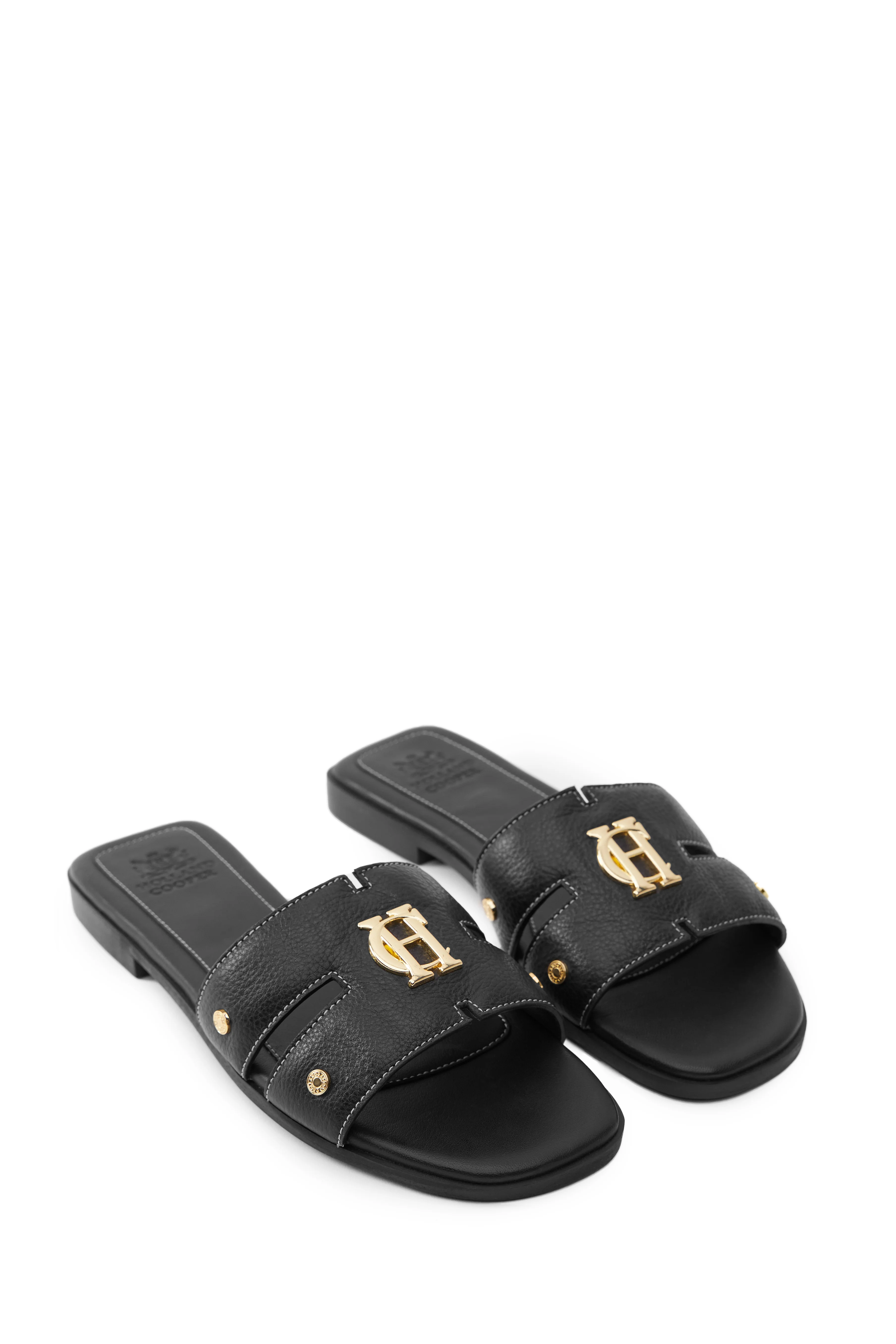 Monogram Slides (Black Leather)