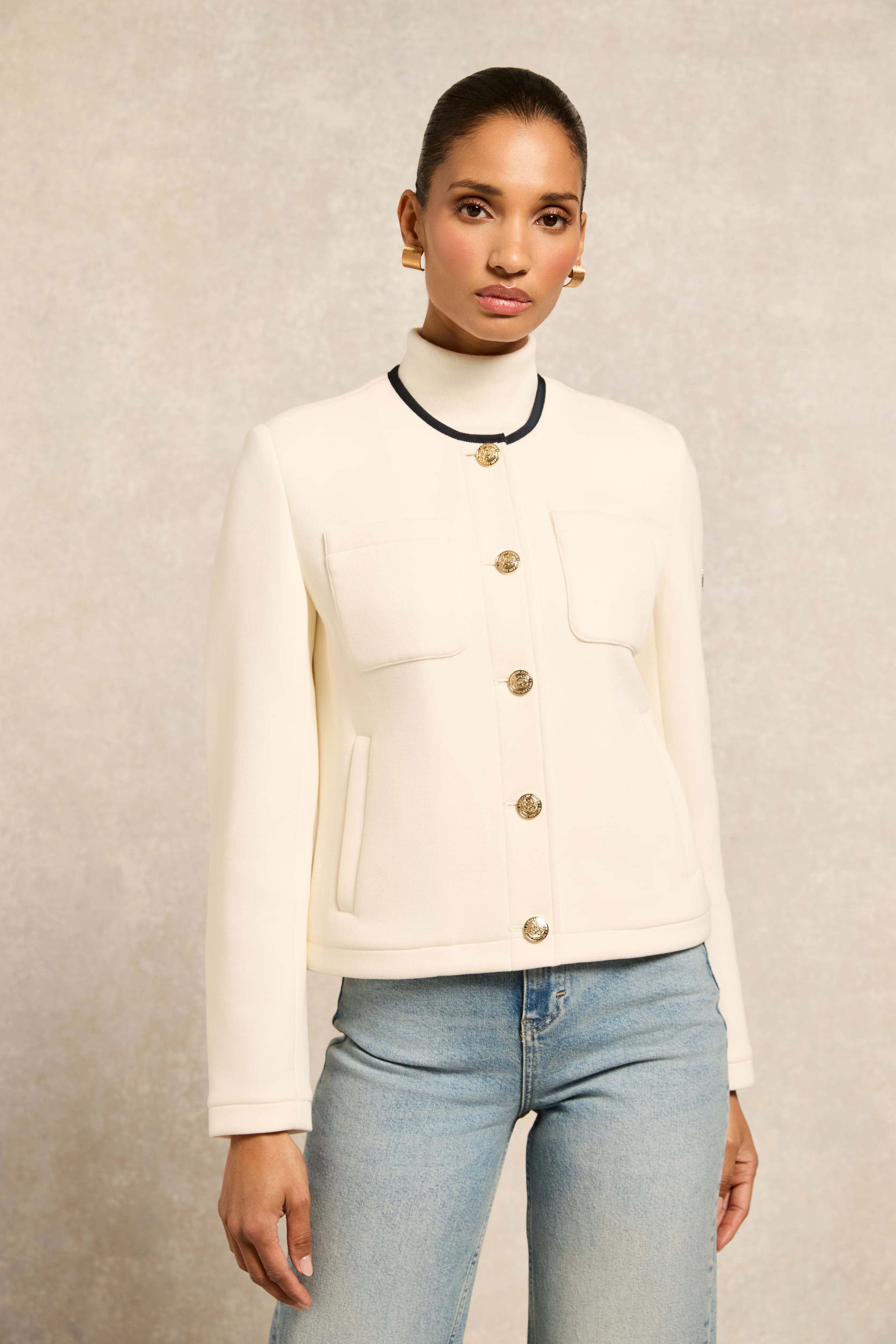 Chloe Jersey Jacket (Cream)