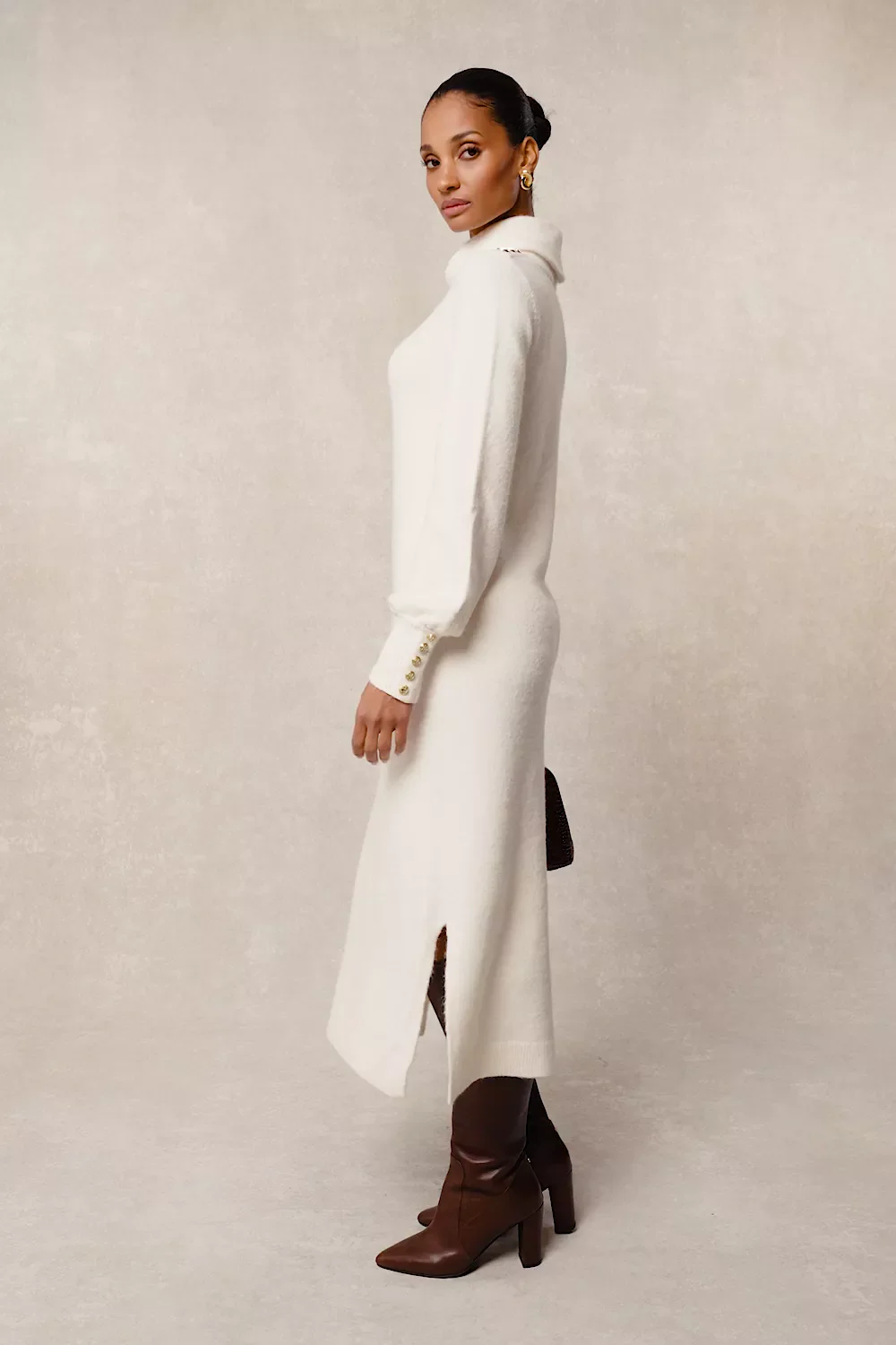 Berkeley Roll Neck Dress (Natural)