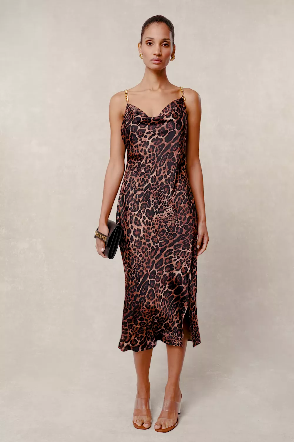 Aurora Satin Dress (Leopard)