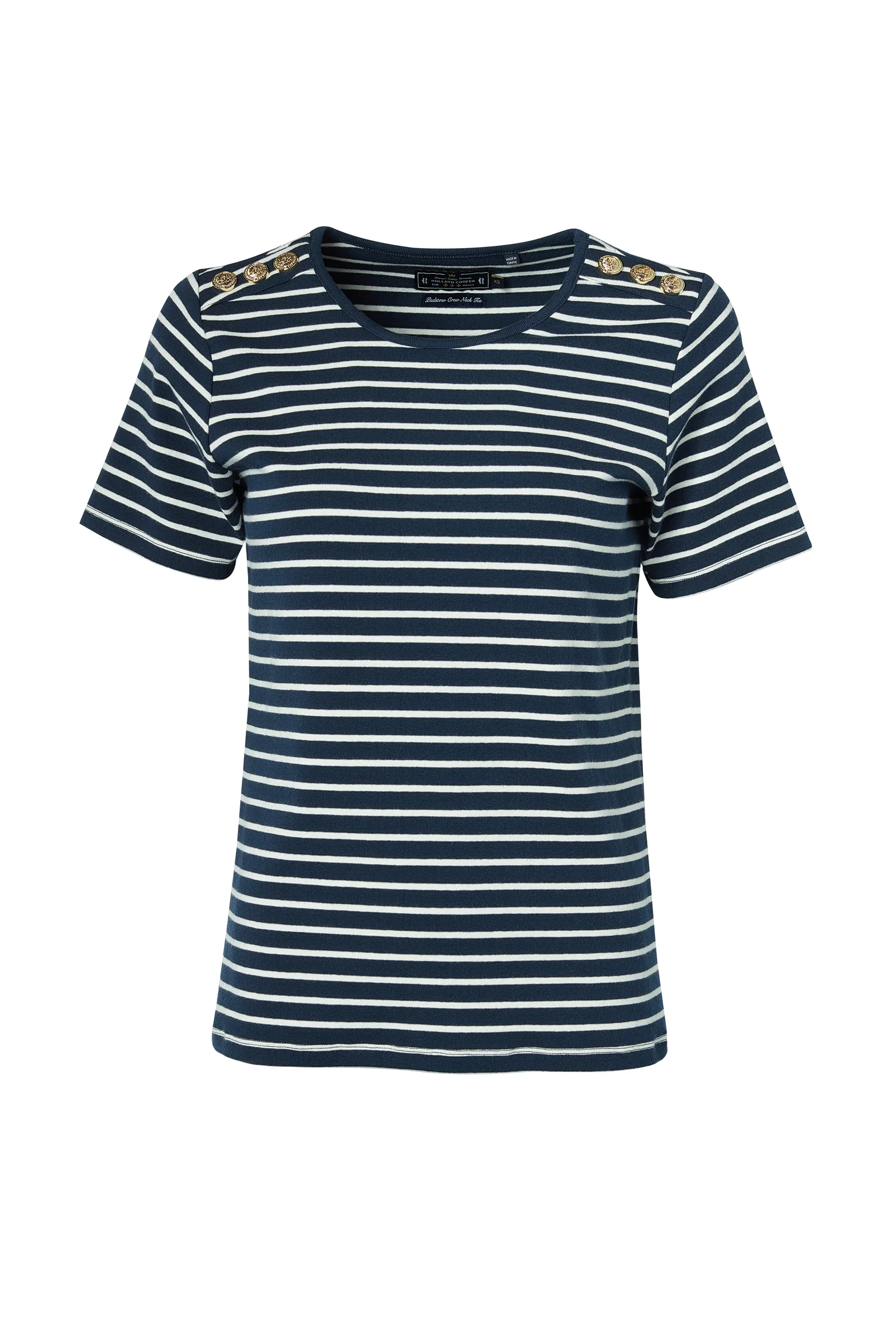 Padstow Crew Neck Tee (Ink Navy Natural Stripe)