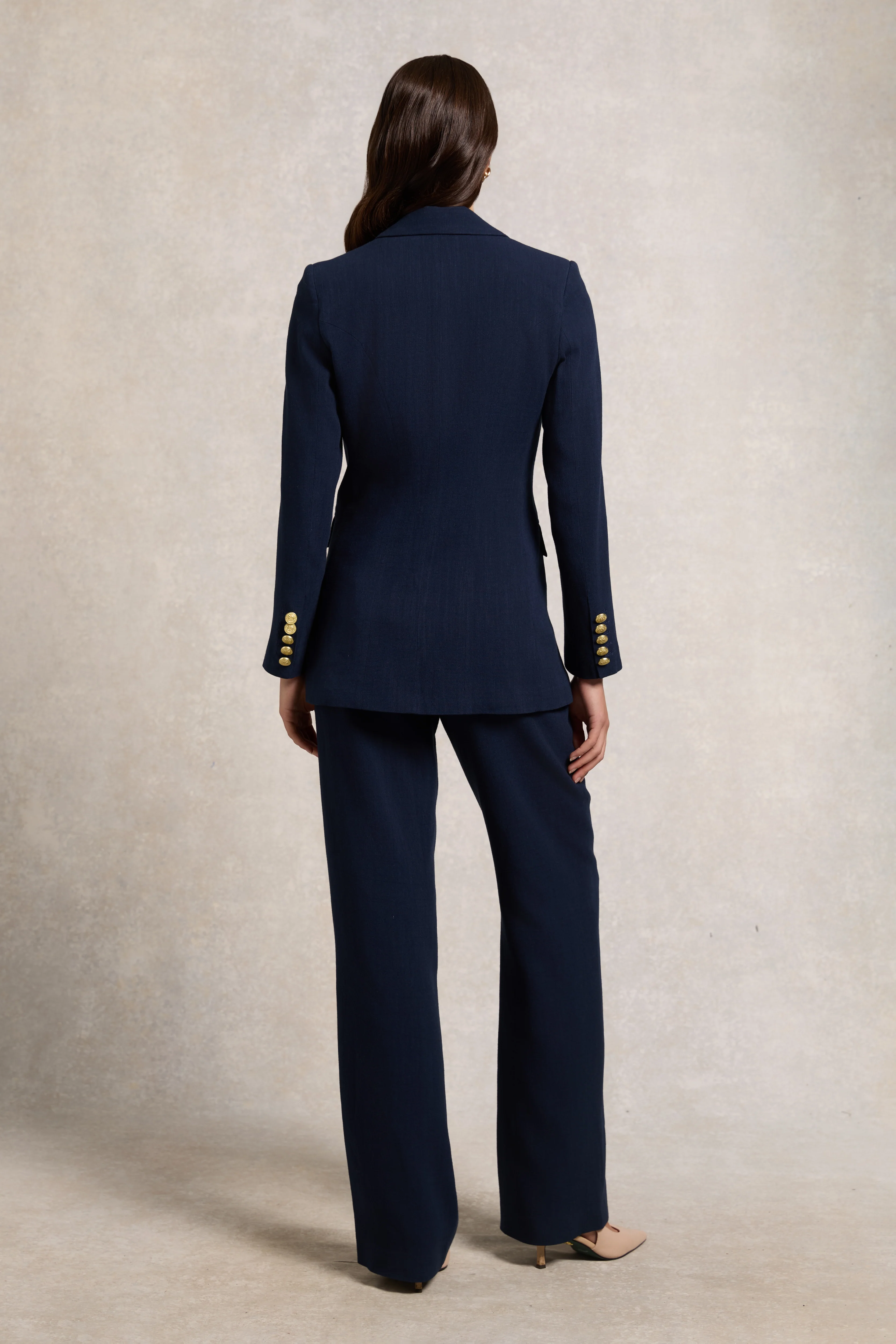 Double Breasted Blazer (Navy Linen)