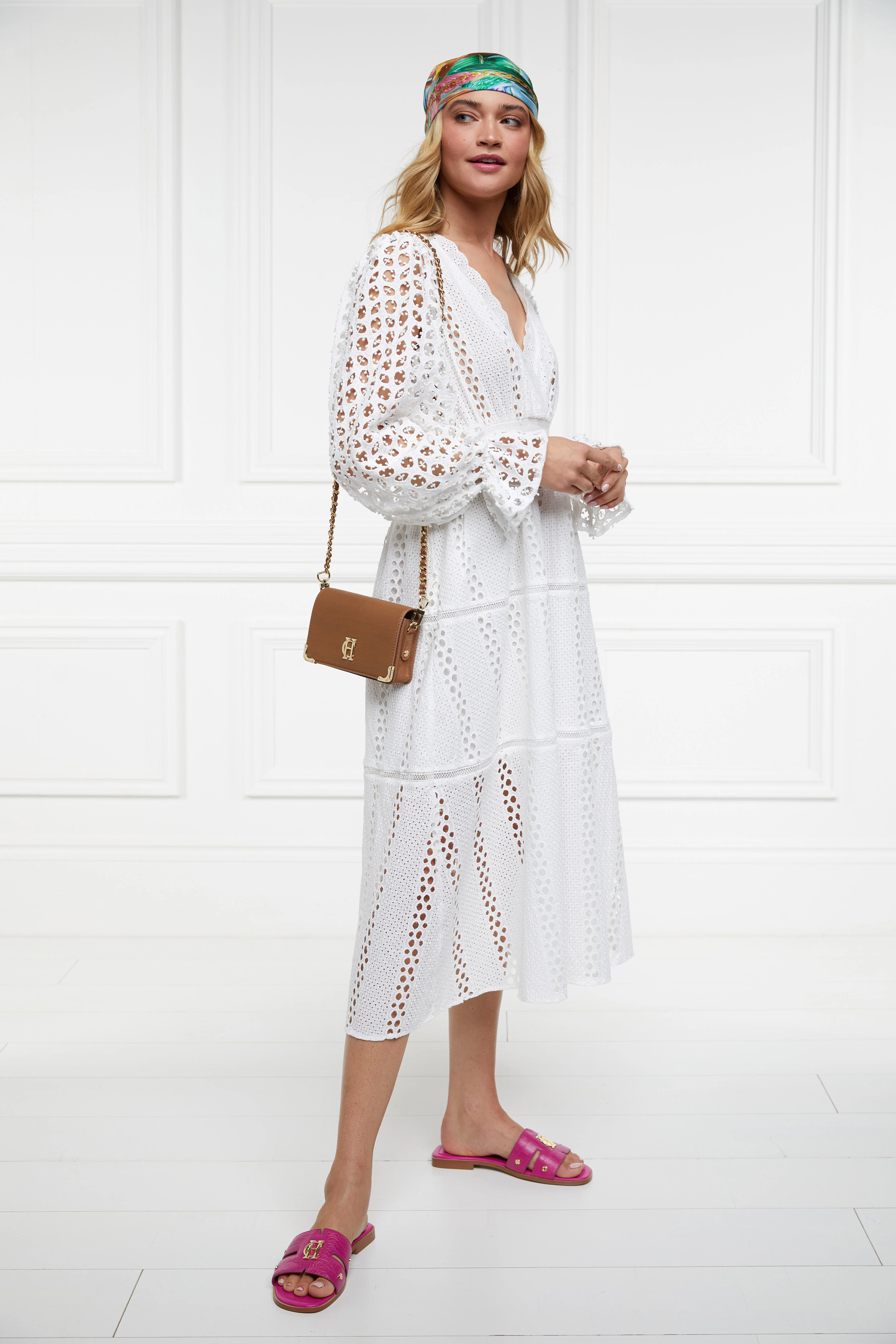 Monogram Slides (Pink Croc)