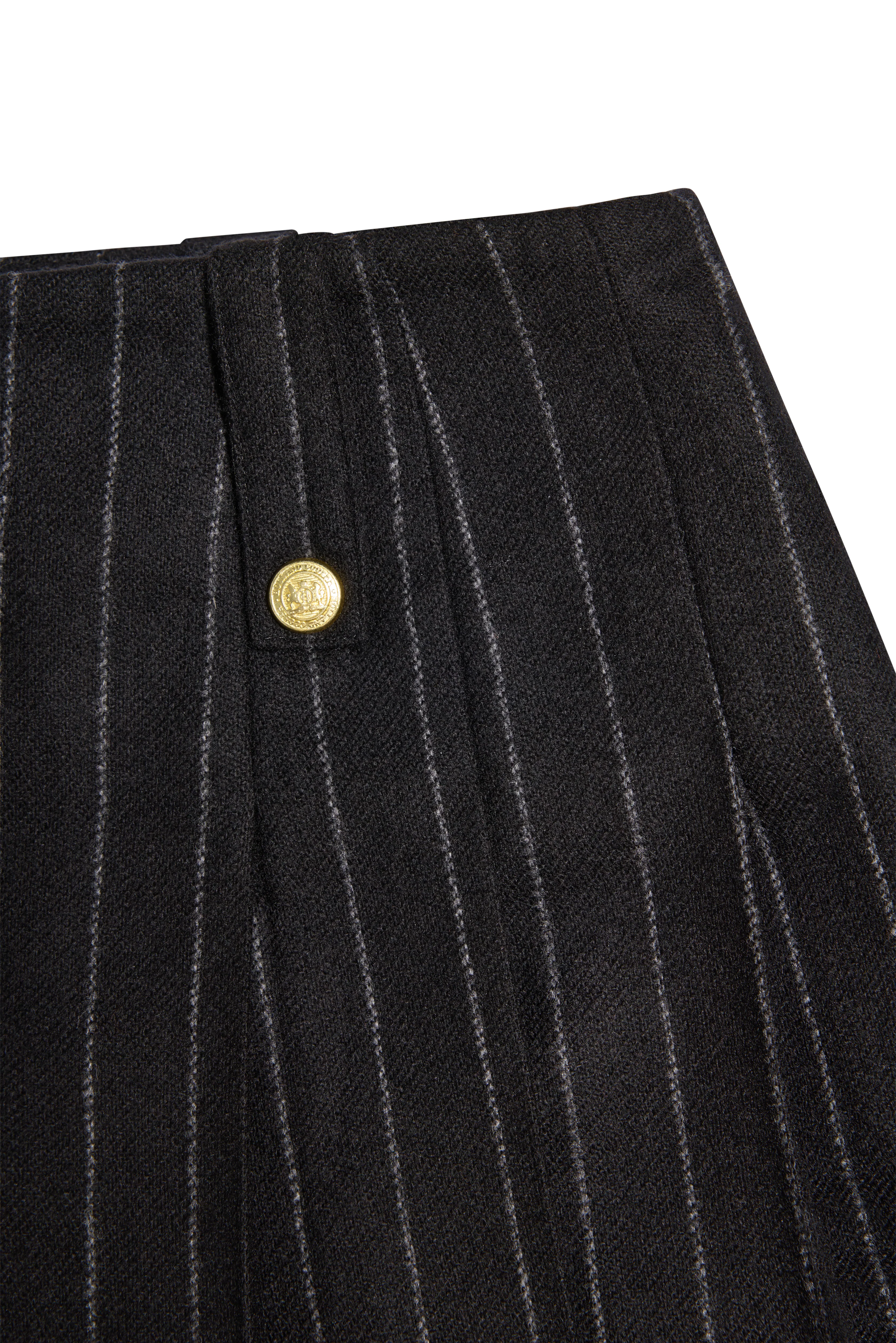 Belgravia Mini Skirt (Black Chalk Pinstripe)