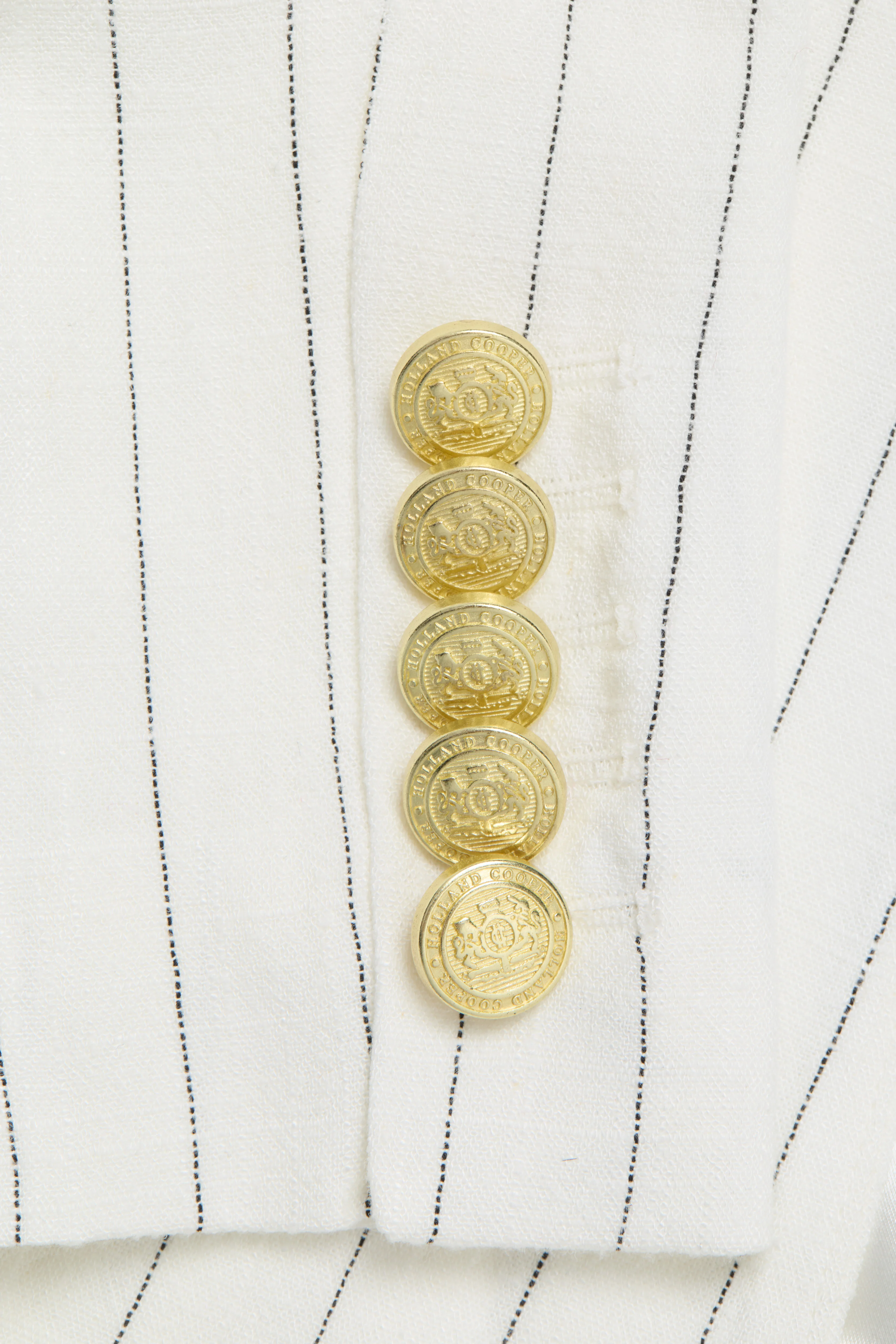 Knightsbridge Blazer (Oyster Linen Pinstripe)