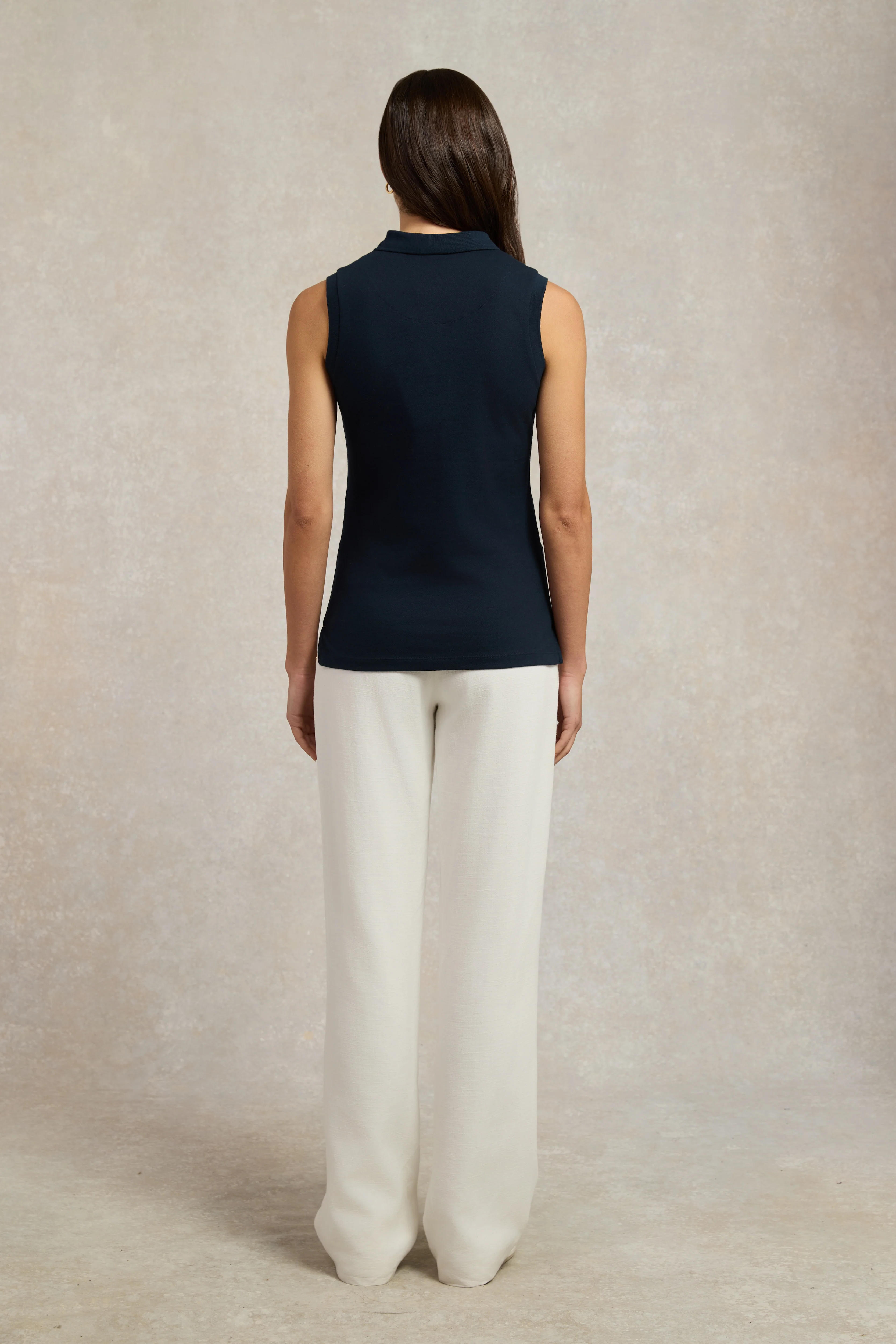 Sleeveless Polo Shirt (Ink Navy)