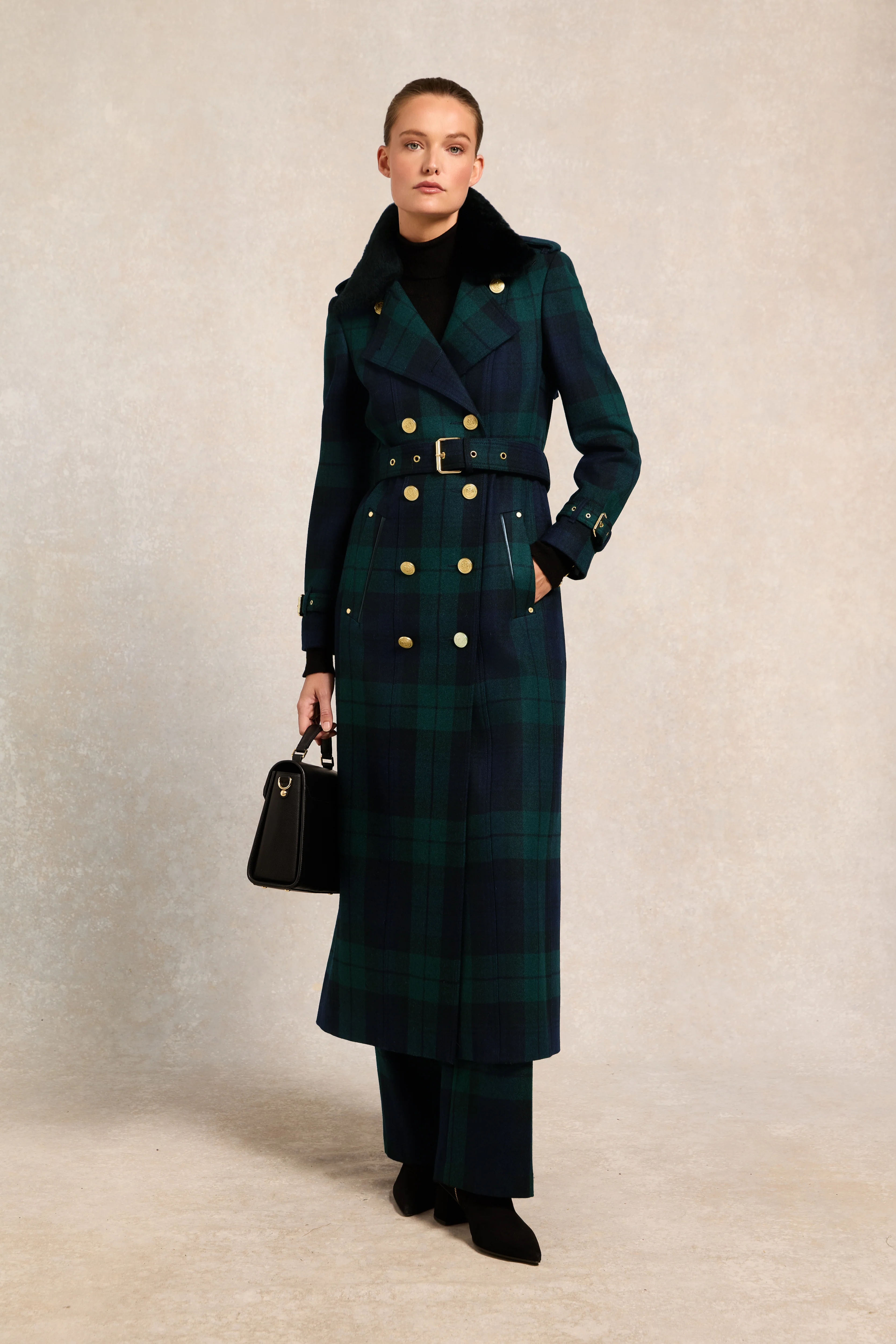 Marlborough Shearling Trench Coat (Blackwatch)