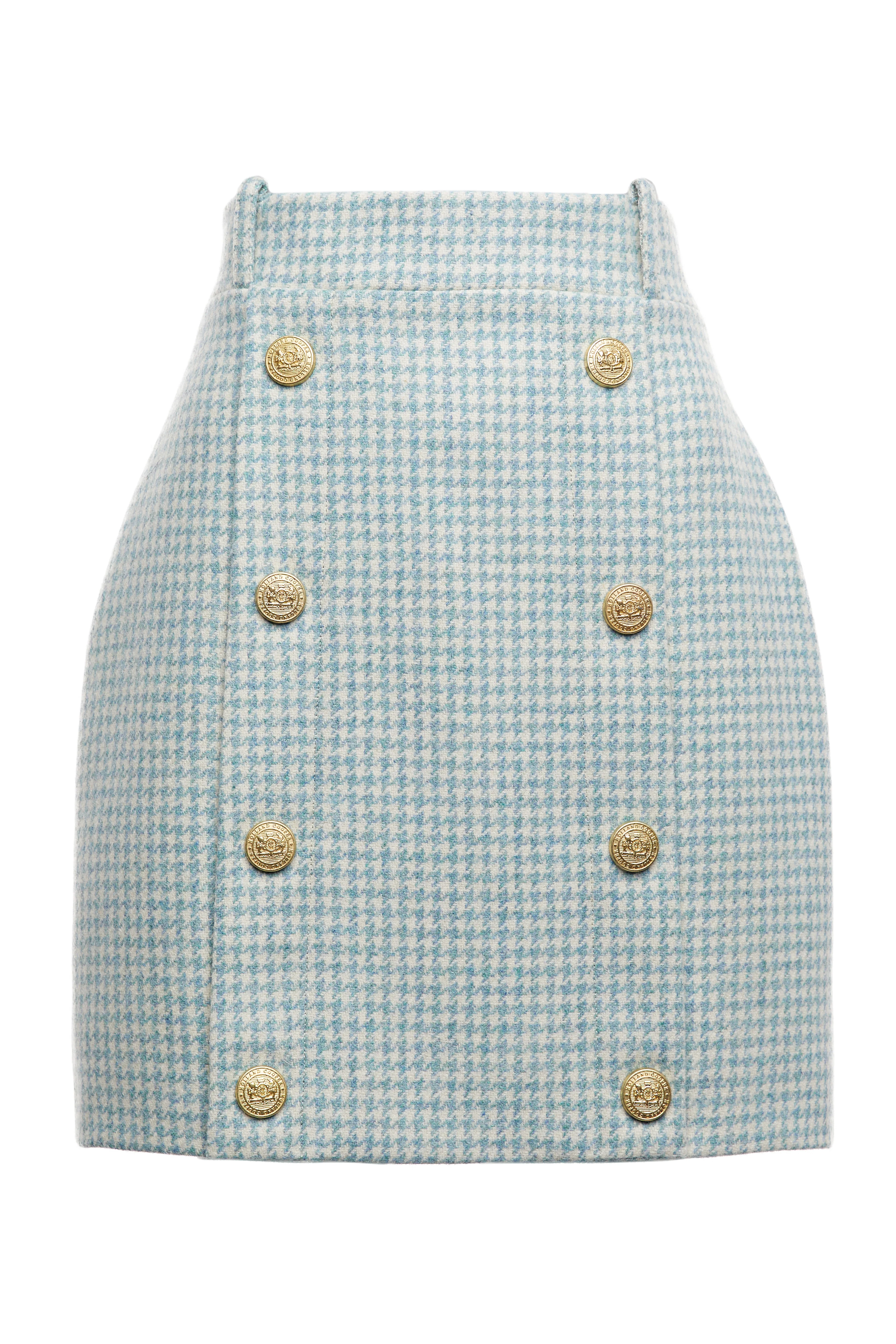 Knightsbridge Skirt (Teal Houndstooth)