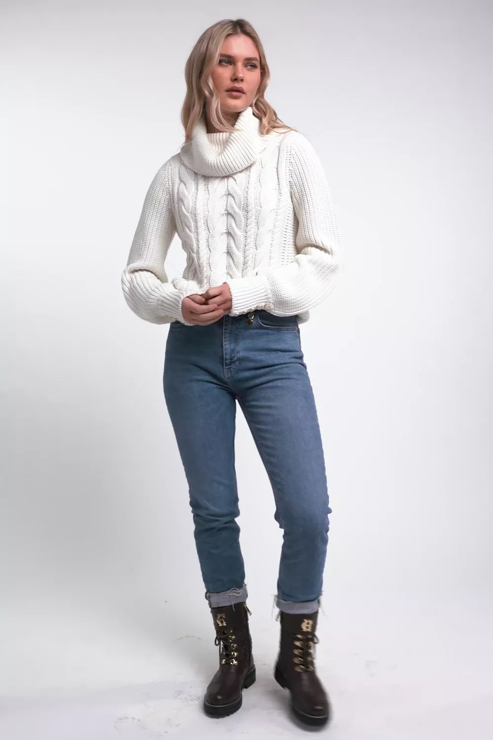 Corded Roll Neck Knit (Natural)
