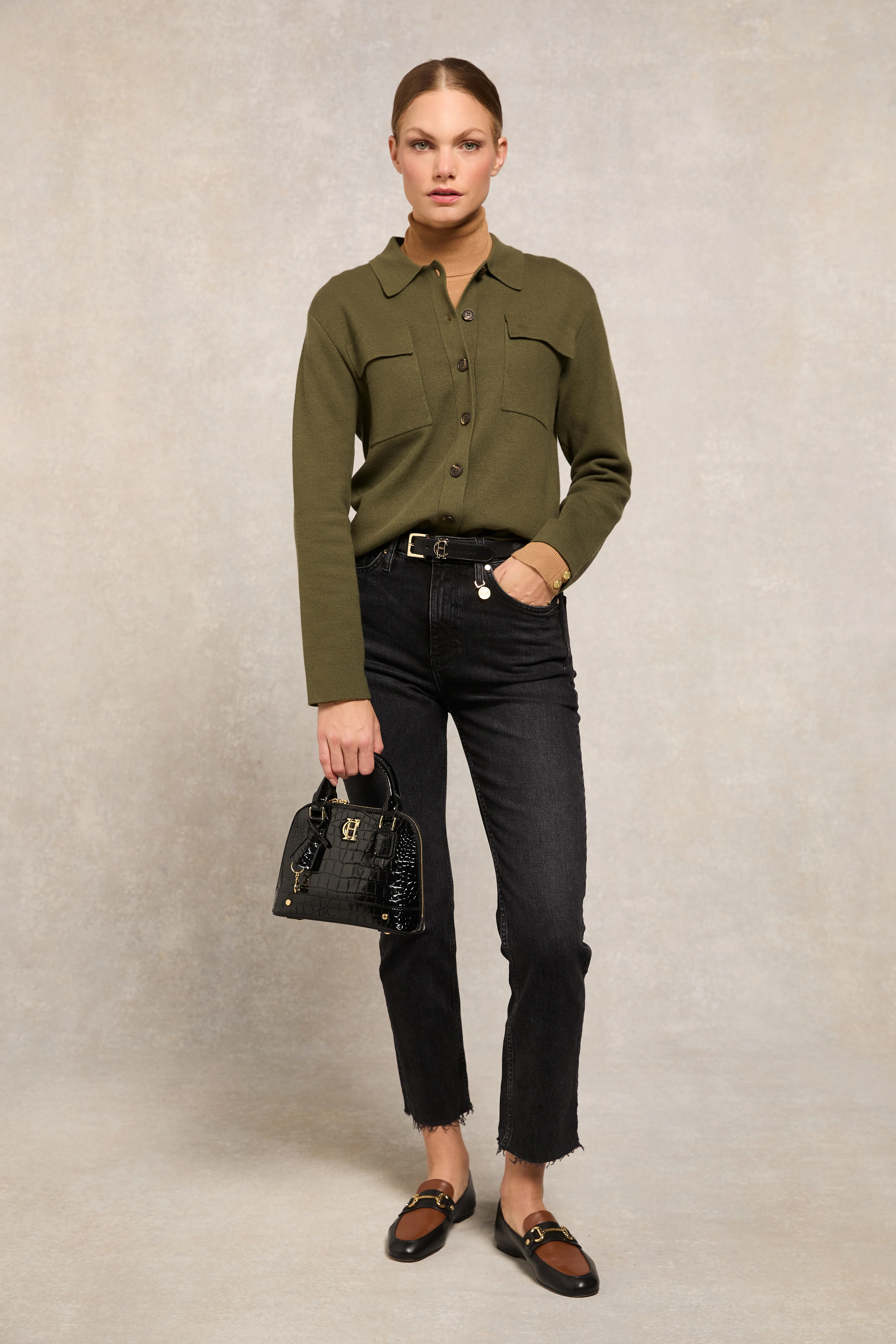 Maria Knitted Overshirt (Moss)