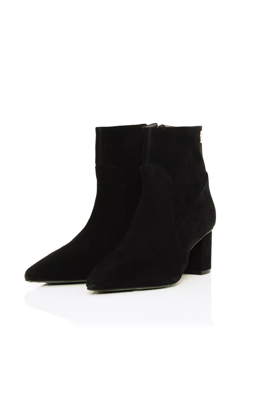 Regency Mid Heel Ankle Boot (Black Suede)