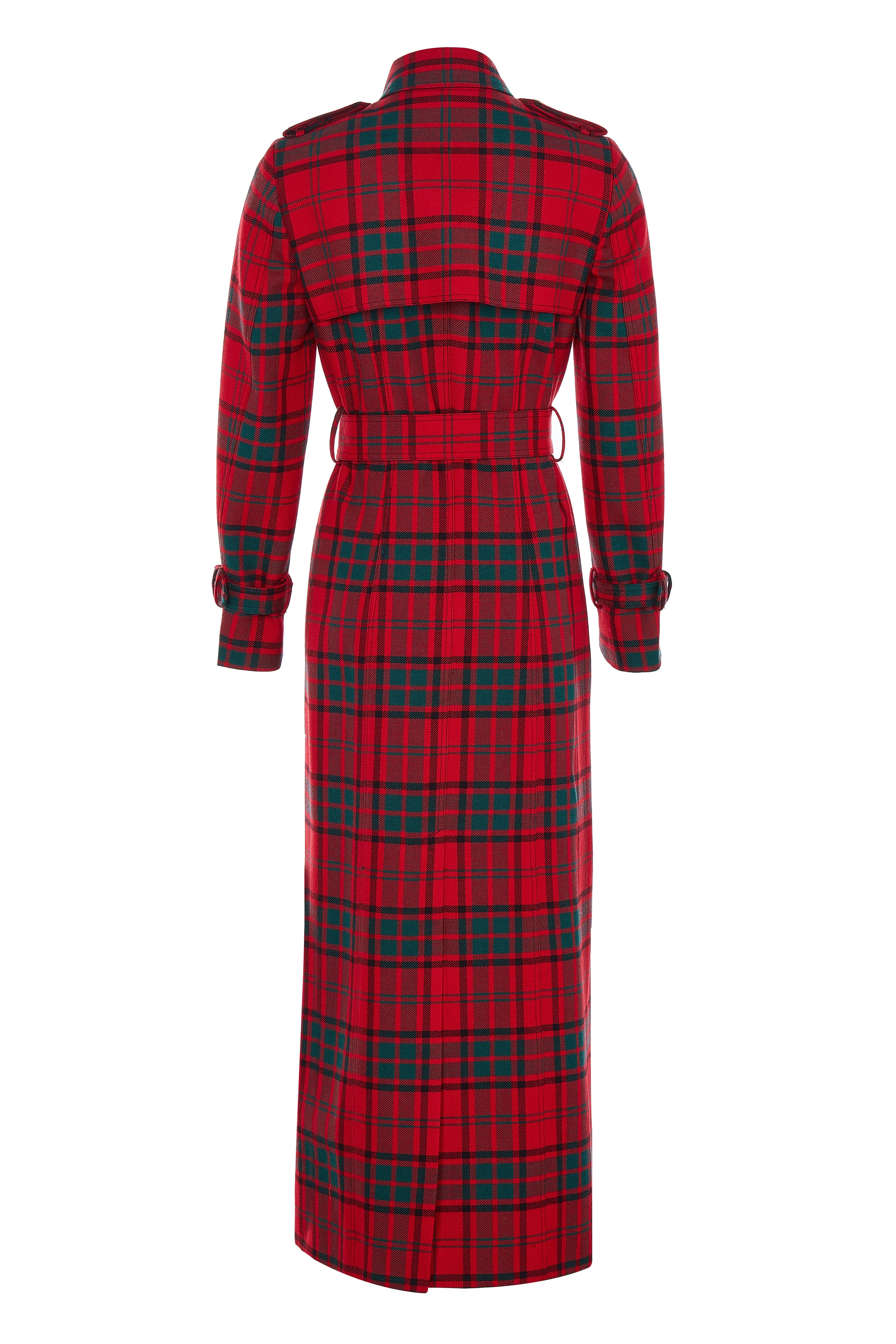 Full Length Marlborough Trench Coat (Red Tartan)