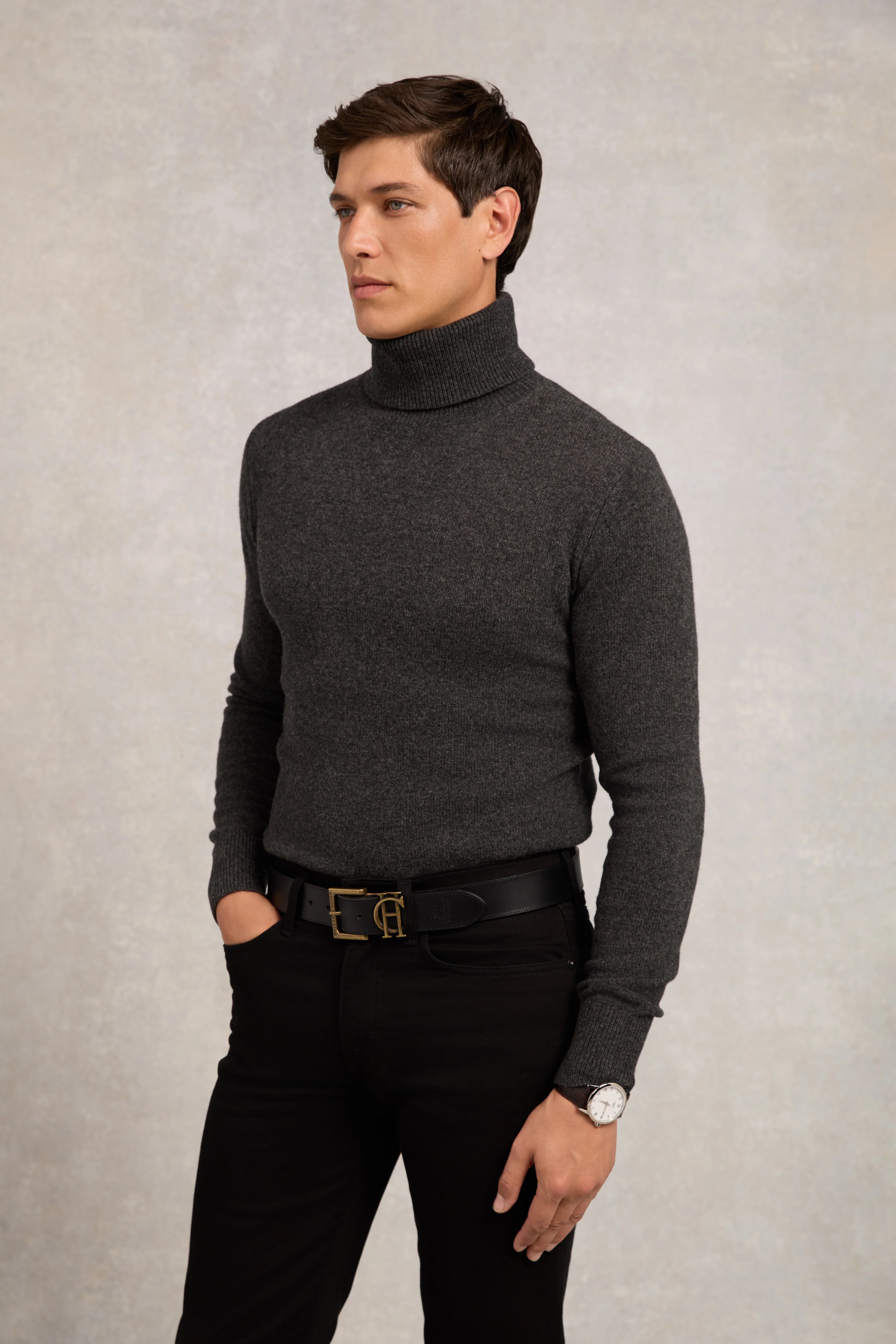Byron Roll Neck Knit (Charcoal)