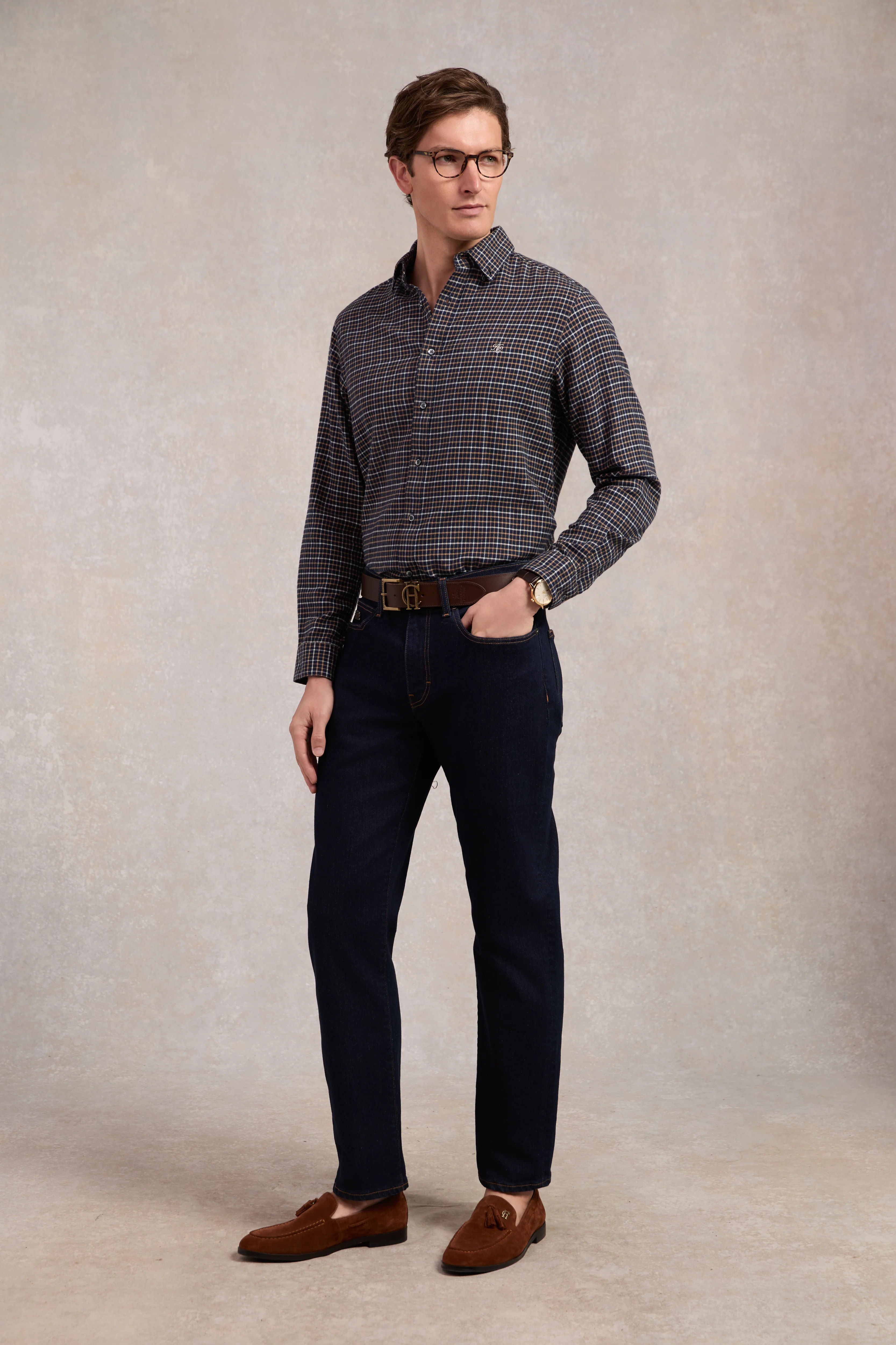Classic Button Down Shirt (Cheltenham Navy Check)