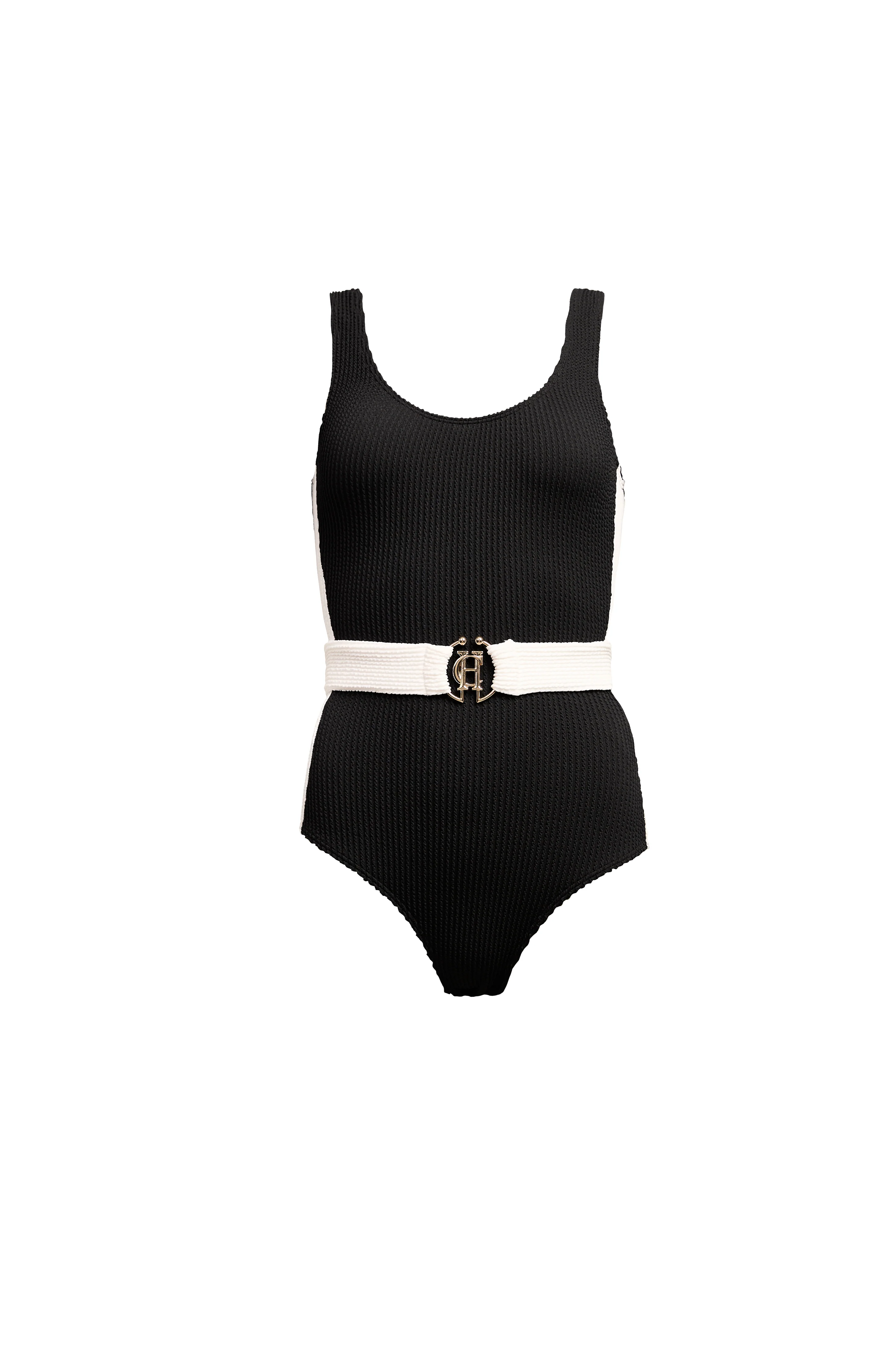 Classic Belted Swimsuit (Black)