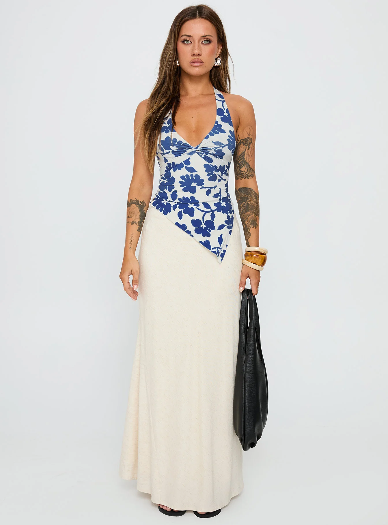 Chilli Halter Top Blue Floral