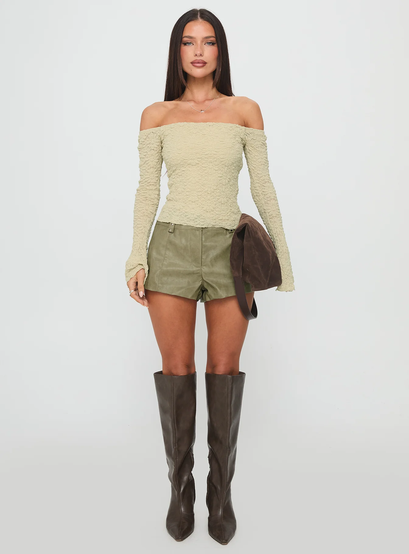 Kenickie Stud Micro Shorts Khaki