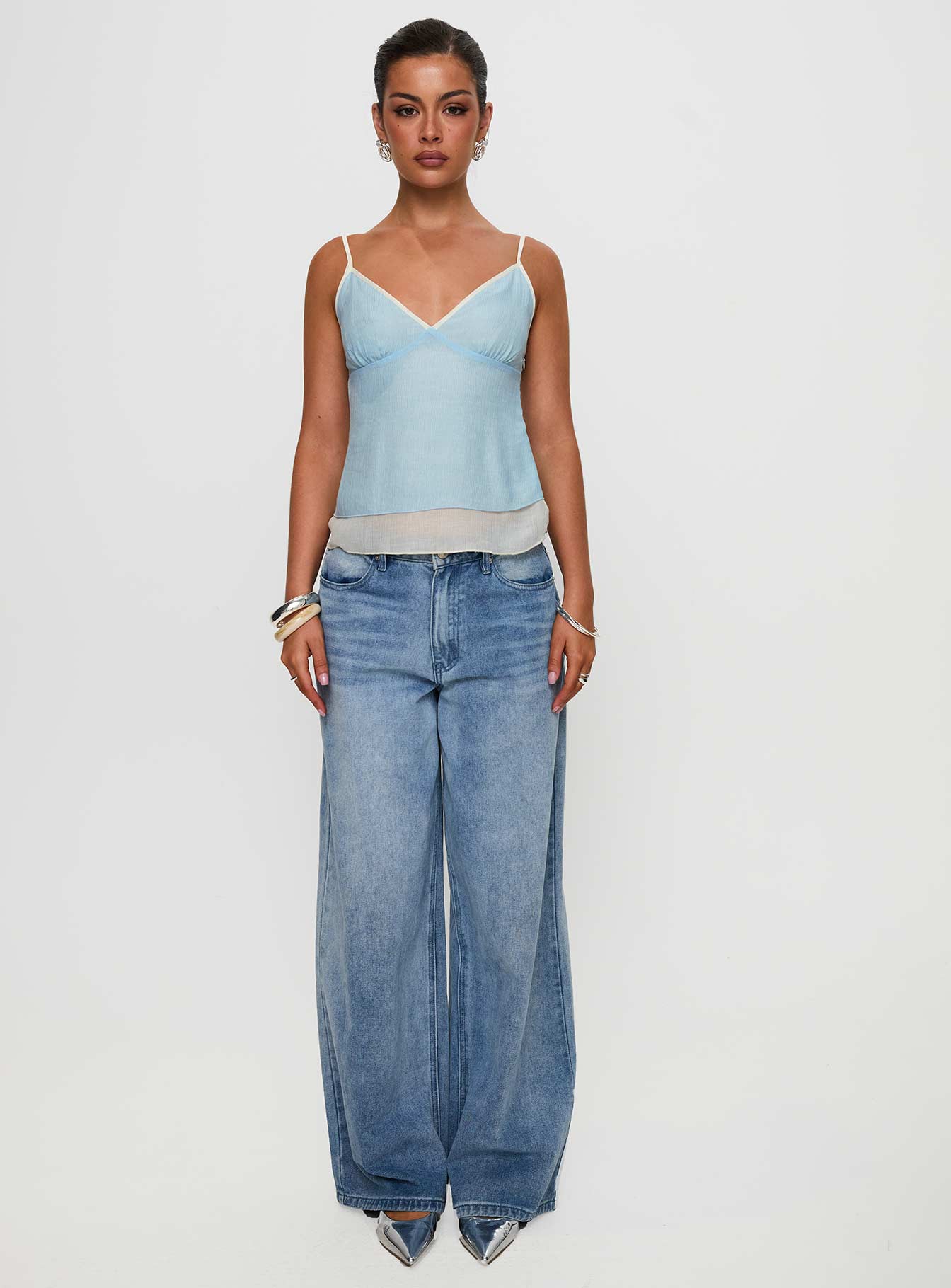 Majorie Layered Top Blue / Cream