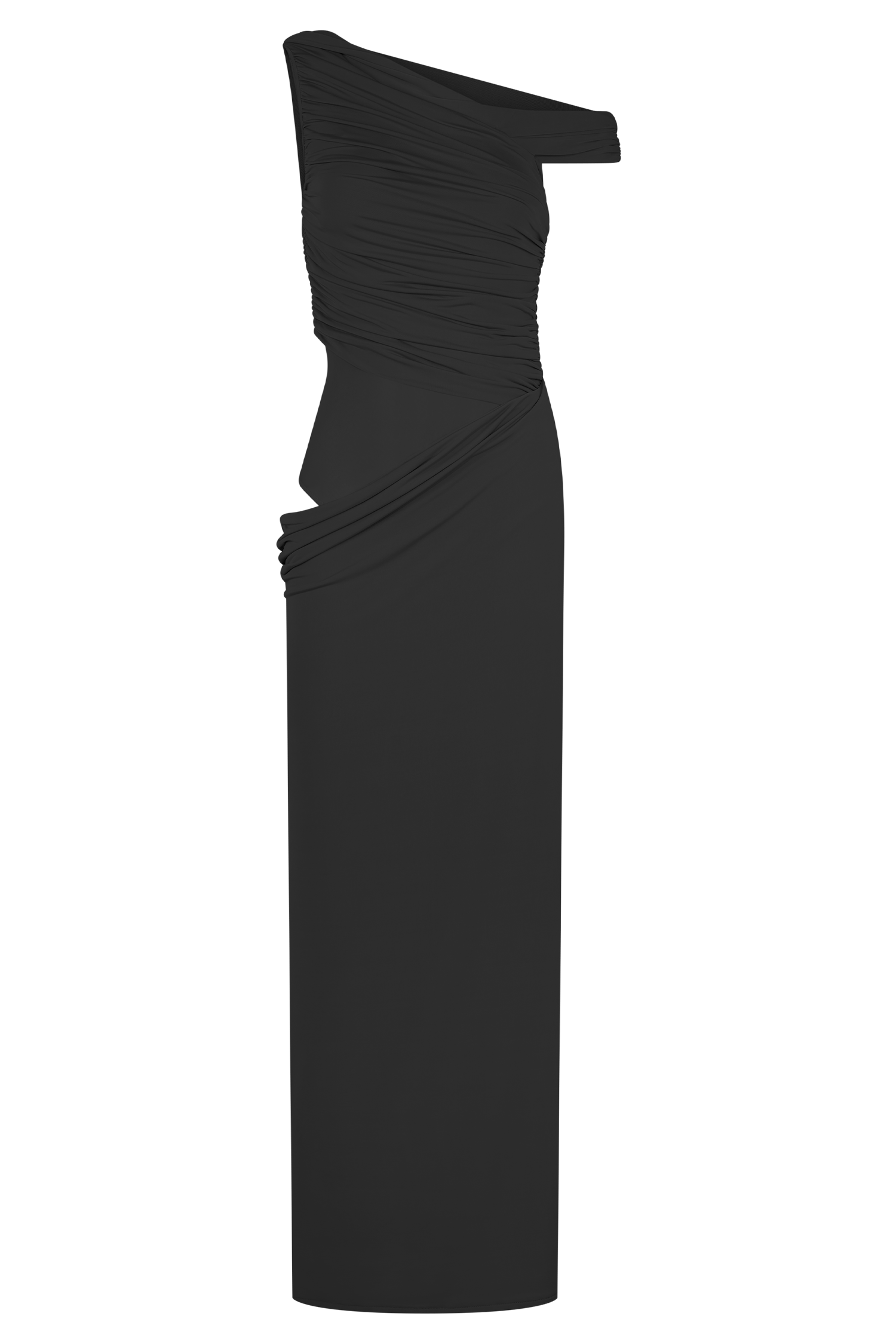 Callen One Shoulder Slinky Maxi Dress - Black