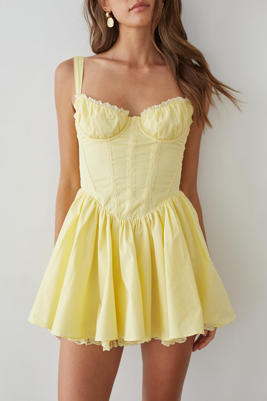 Belle Lace Trim Corset Fit and Flare Mini Dress