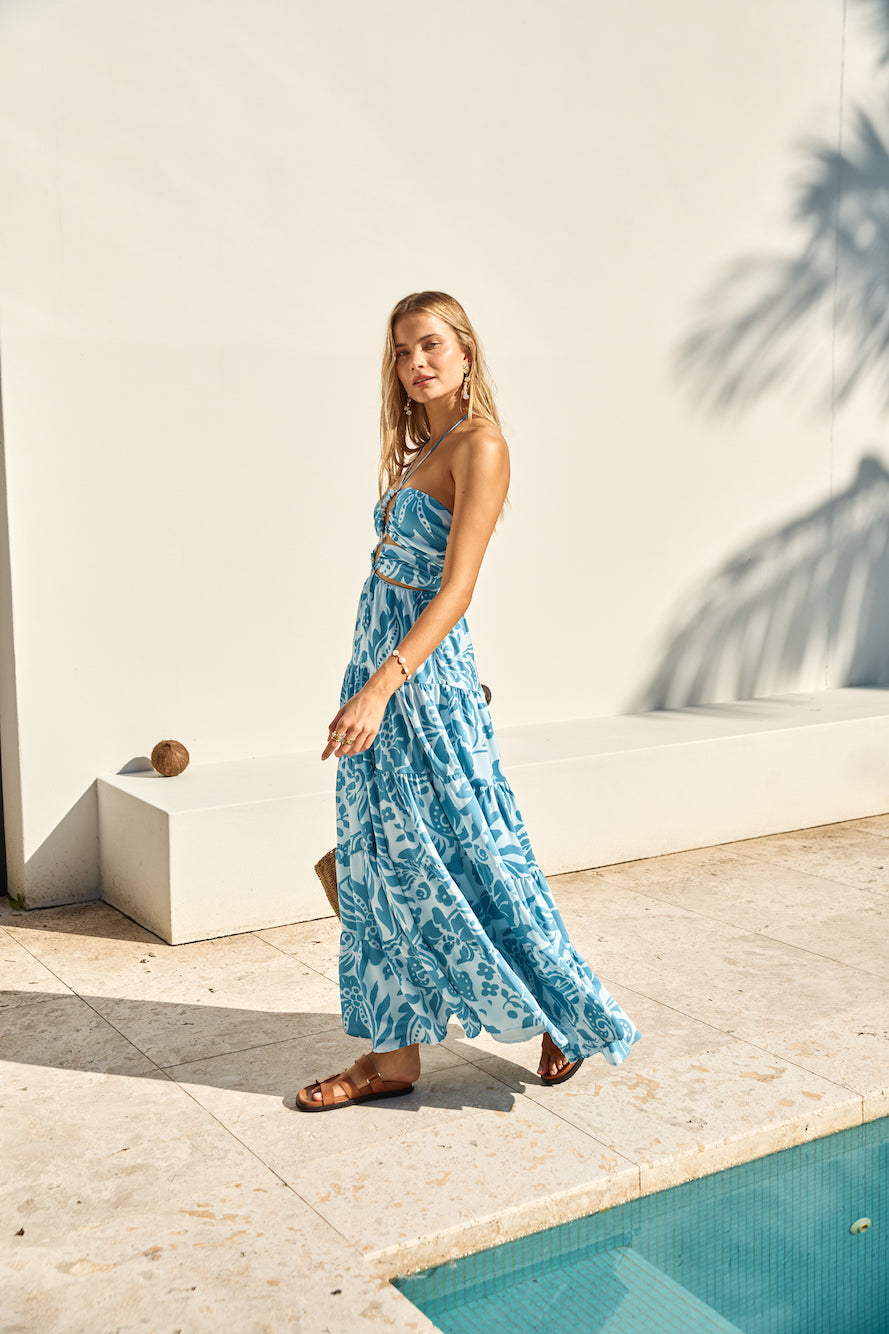 FORTUNATE ONE Aquamarine Maxi Dress Blue