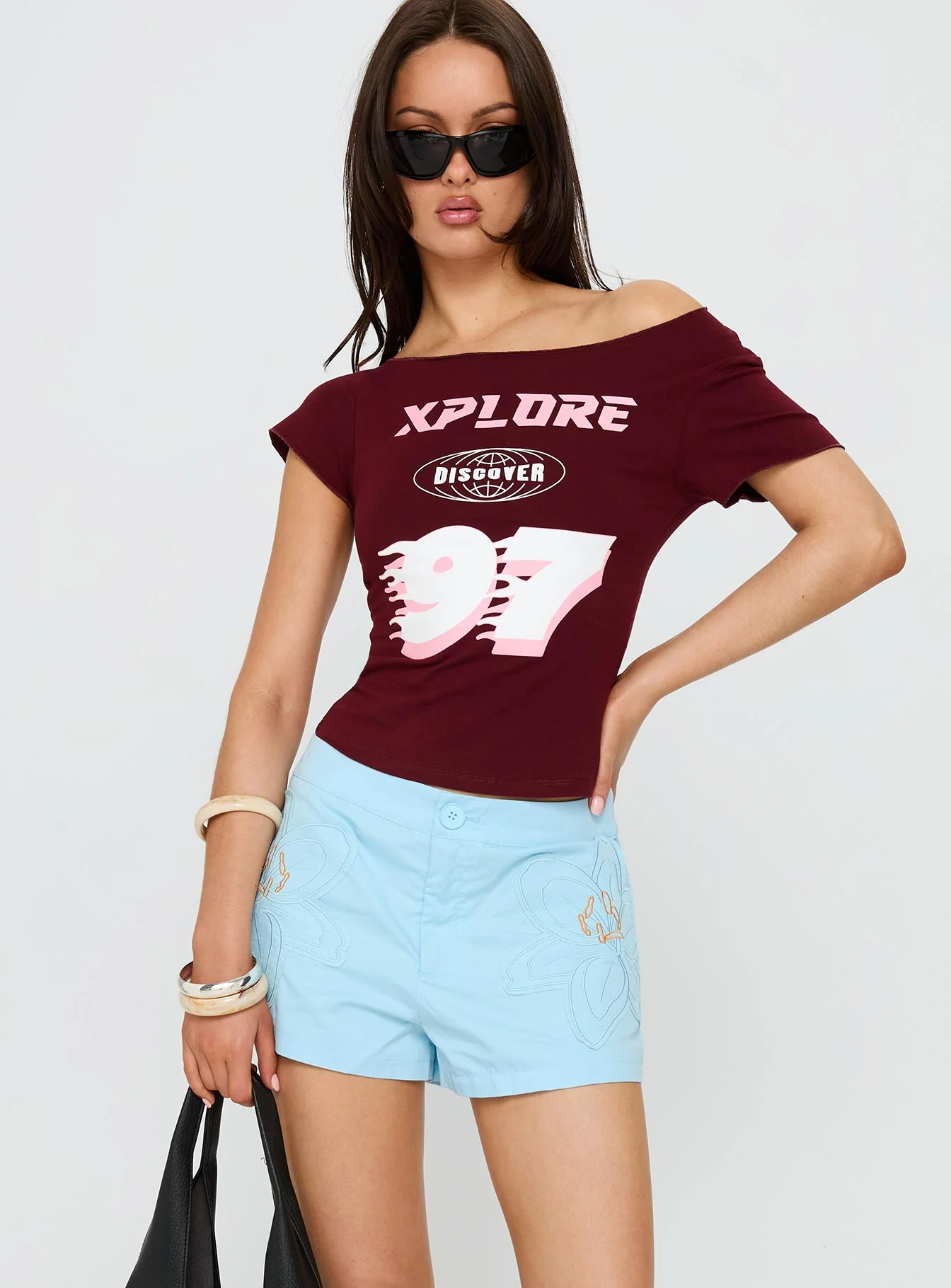 Leleia Embroidered Shorts Blue