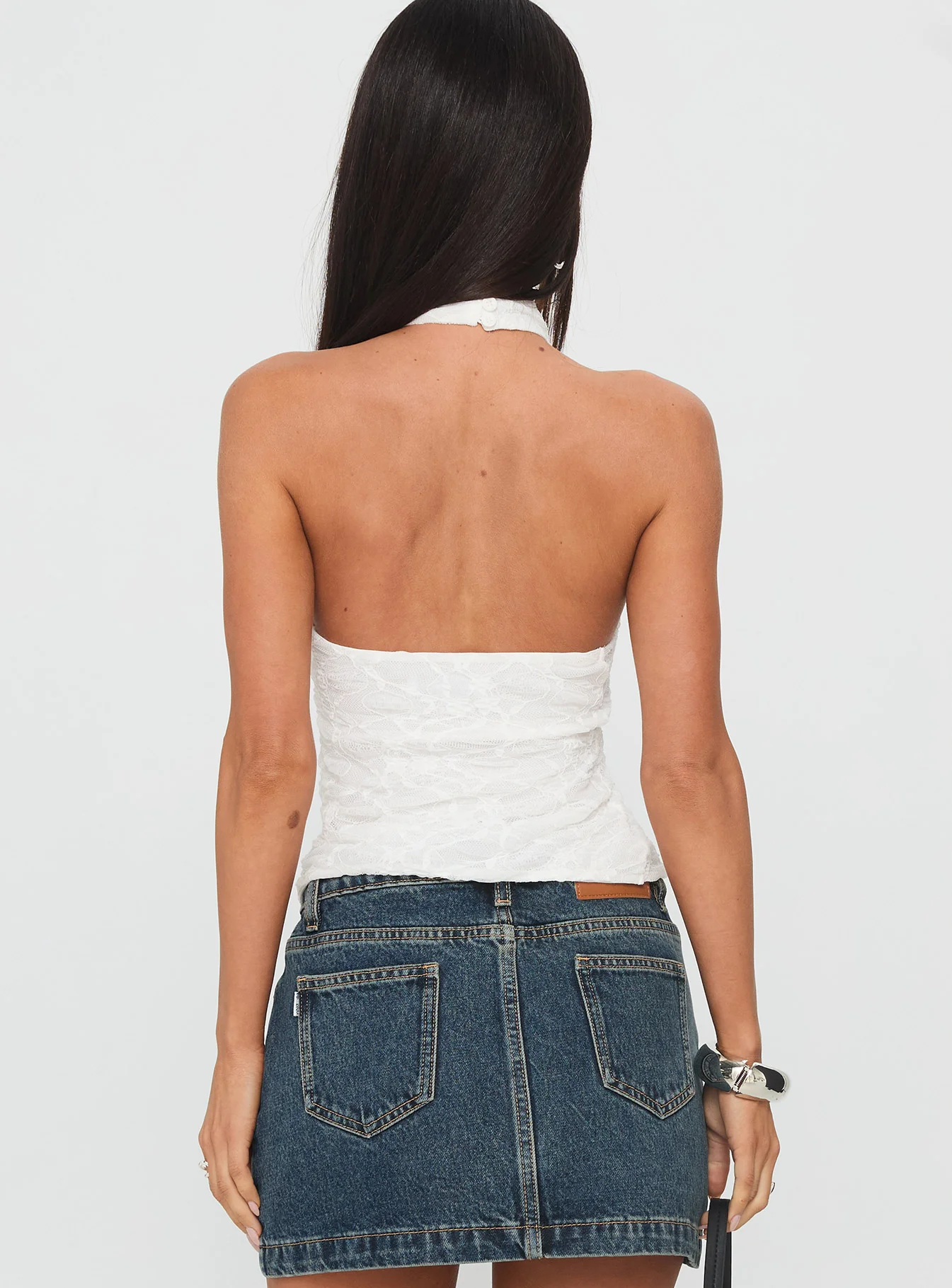 Hotter Than Fire Lace Halter Top White