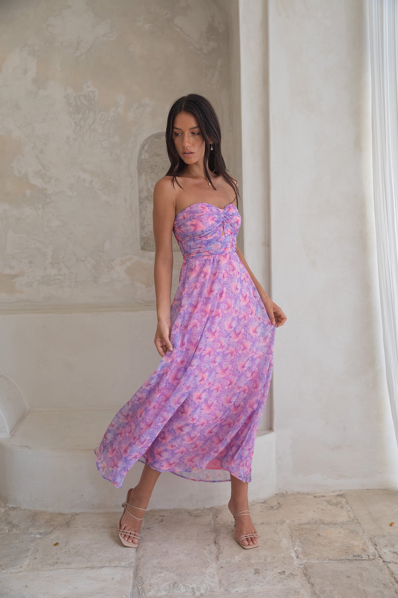 Upon The Moon Strapless Maxi Dress Purple