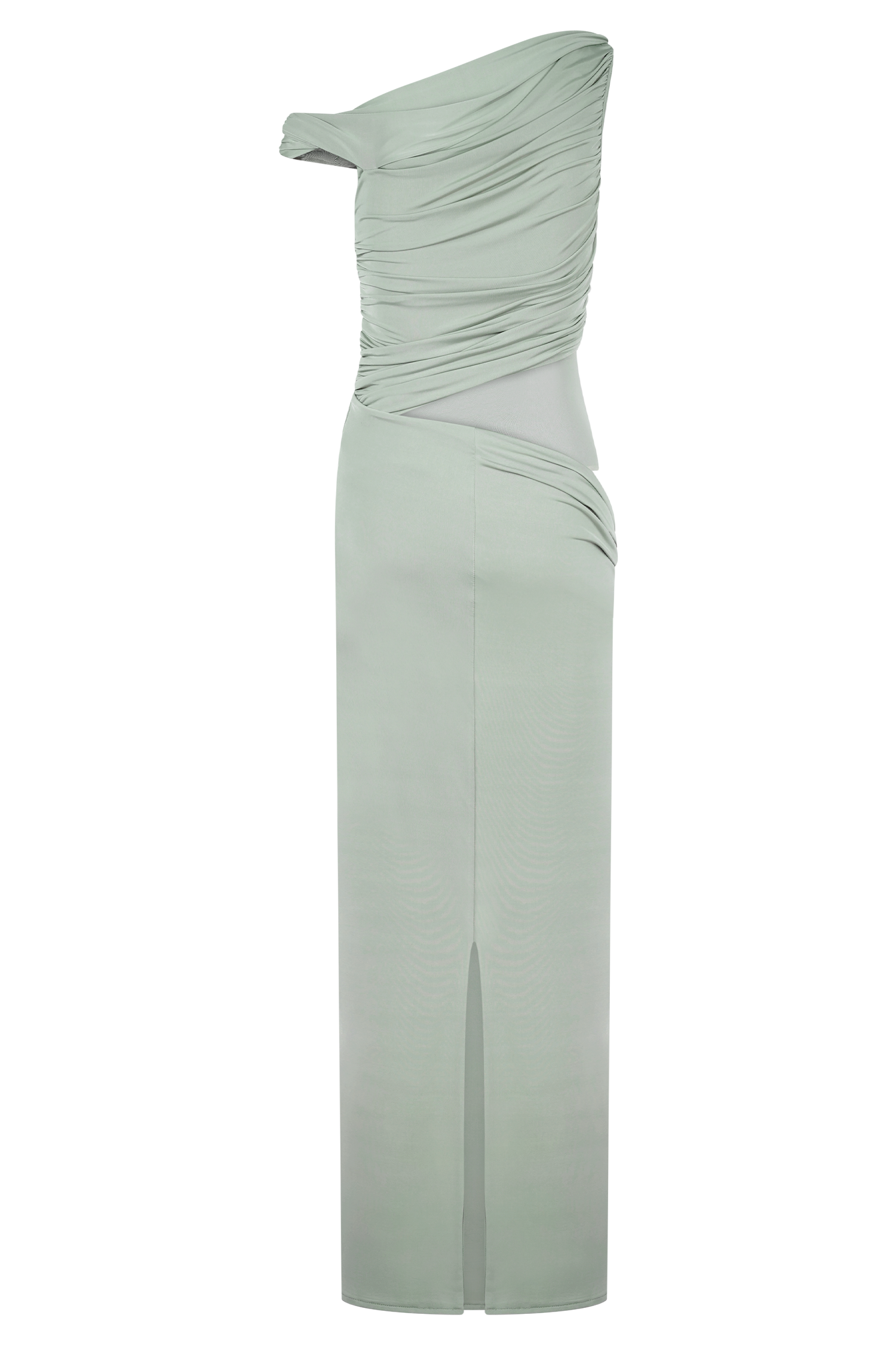 Callen One Shoulder Slinky Maxi Dress - Sage