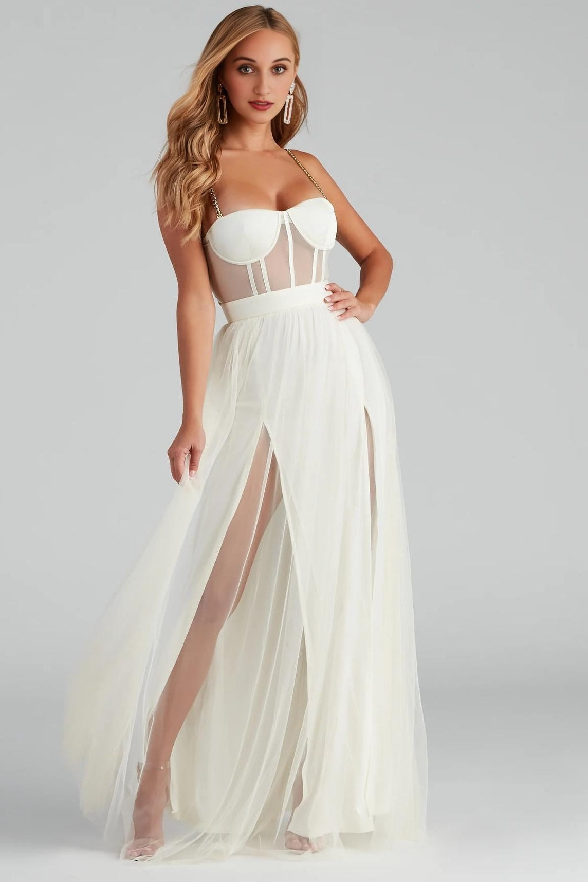 Cintra Mesh Tulle Bustier Gown
