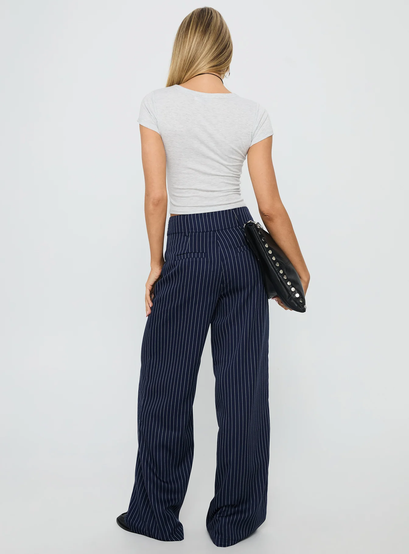 Lorenne Mid Rise Pant Navy Pinstripe