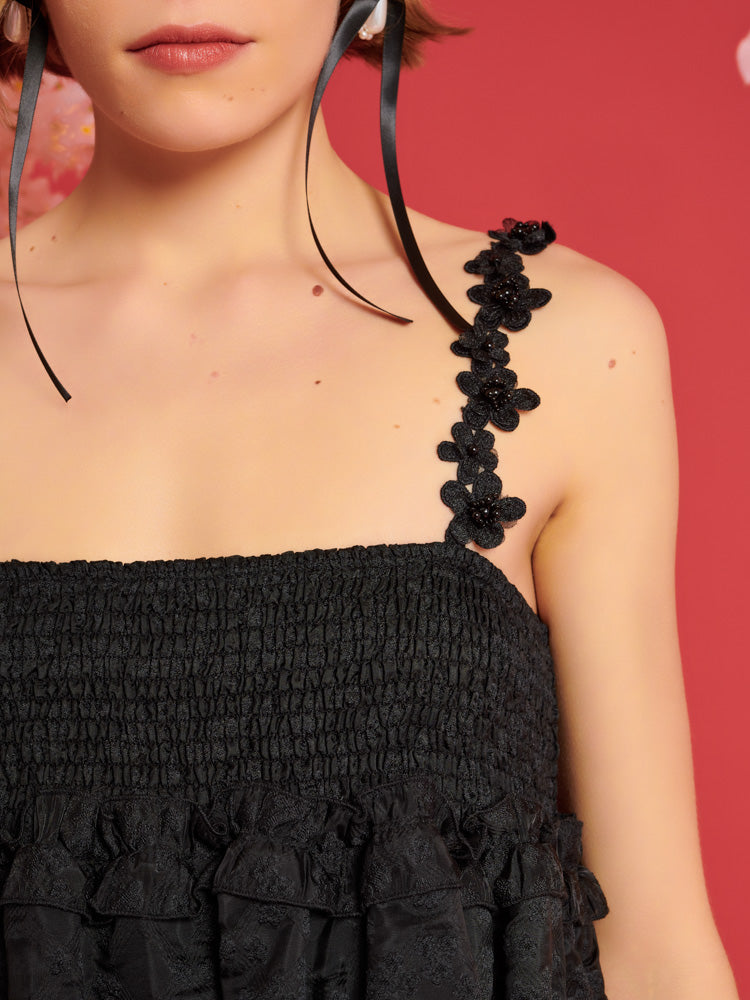 Enflower Jacquard Mini Dress