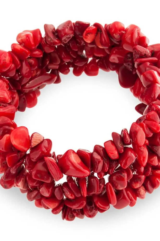 Gemstone Colors Chip Wide Chunky Cluster Multistrand Stretch Bracelet