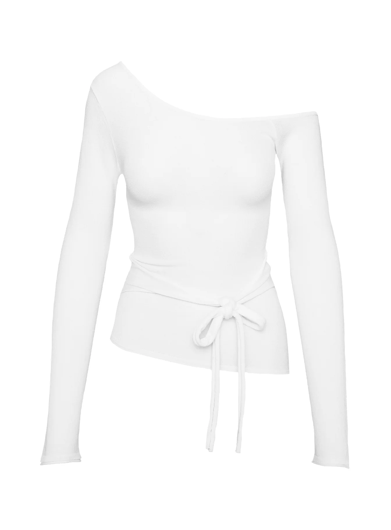 Kastor One Shoulder Long Sleeve Top White