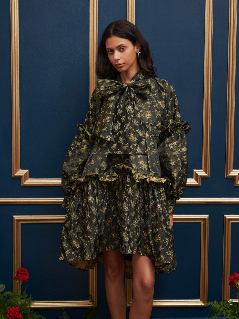 Monarch Floral Jacquard Dress