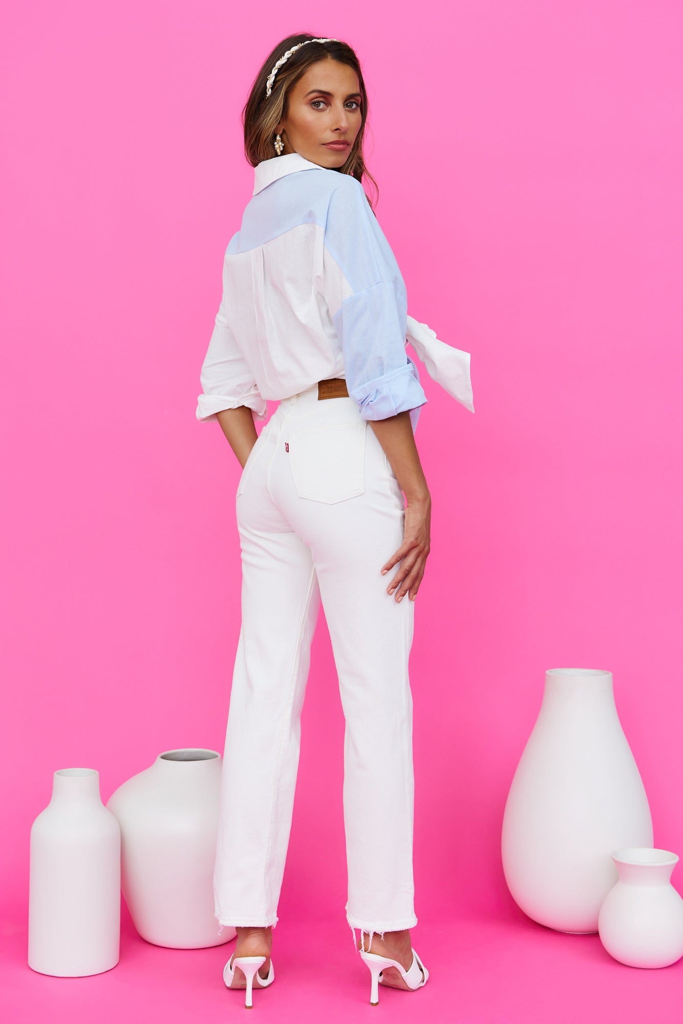 LEVIS Ribcage Straight Jeans Ankle Cloud Over White