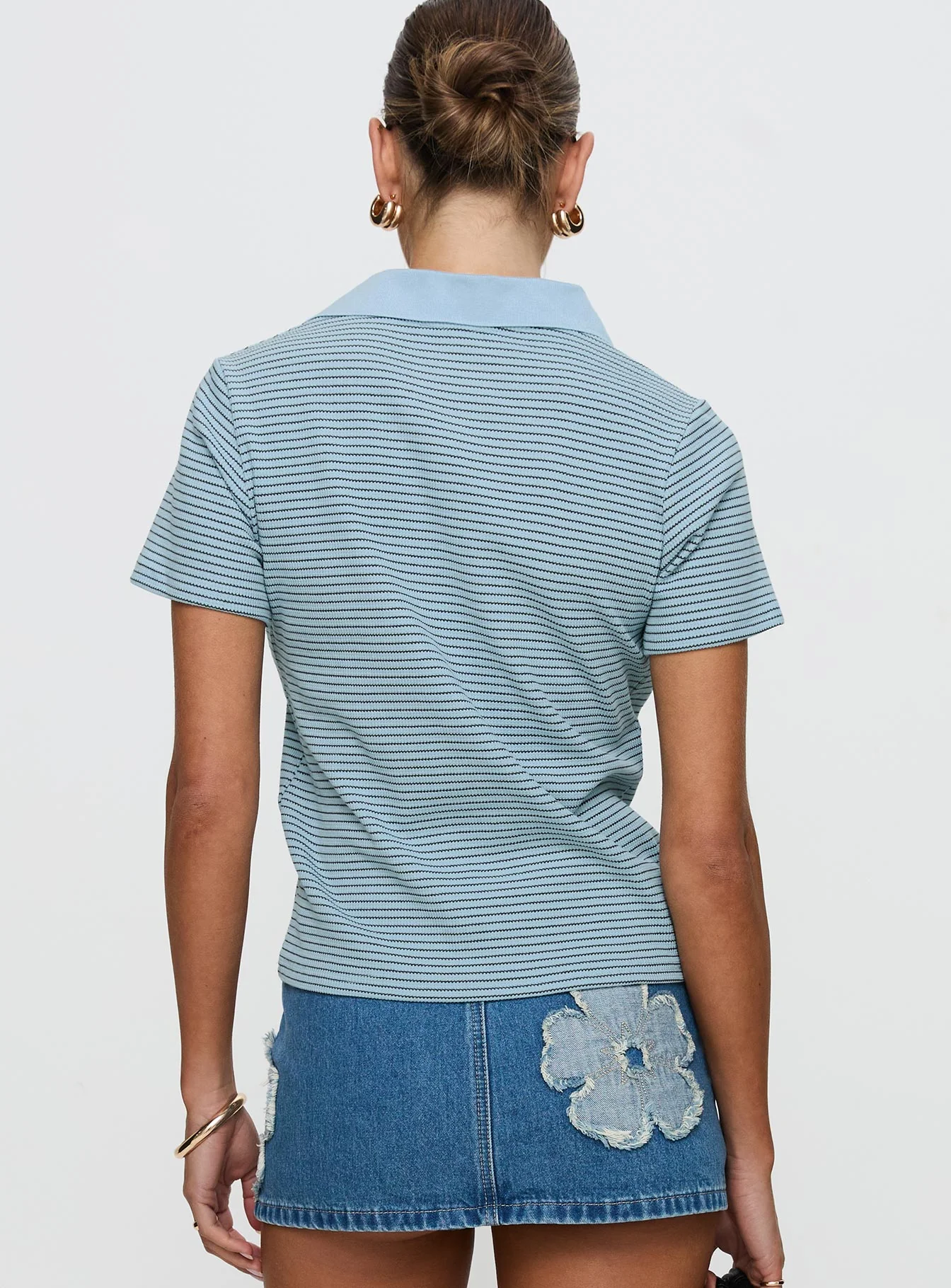 Ralphy Collared Top Blue Stripe