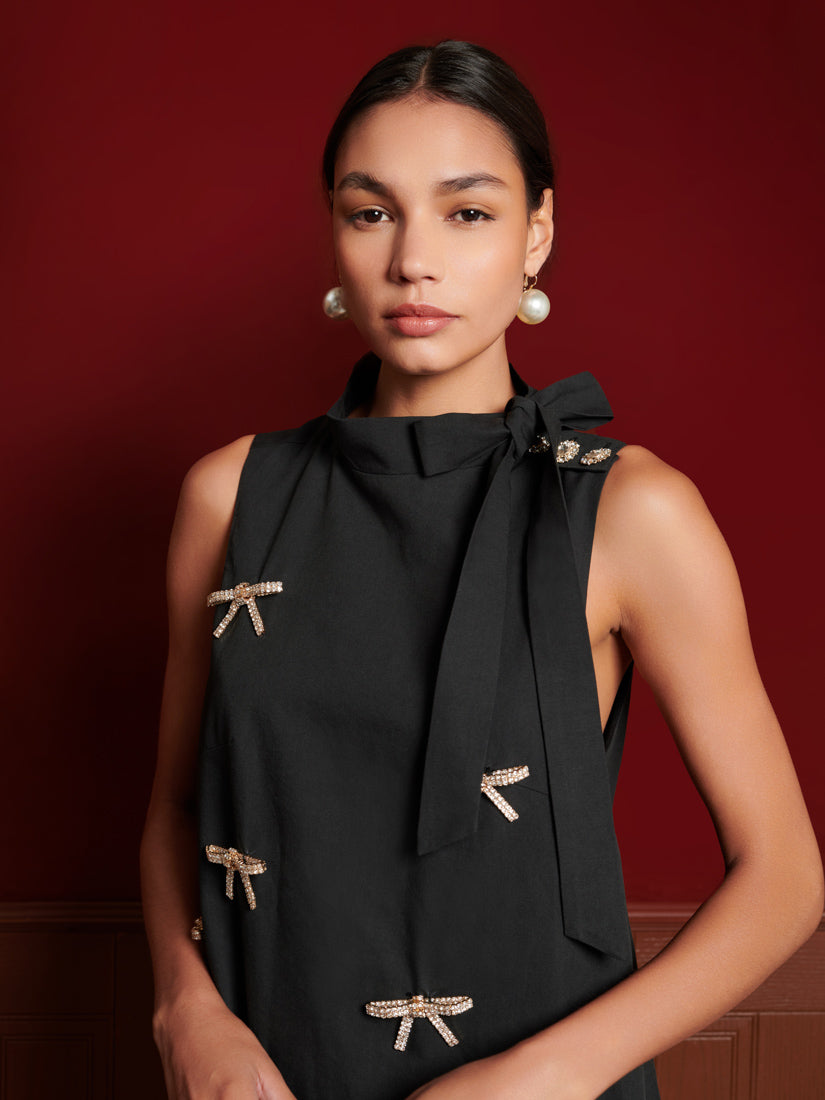 Ornate Bow Mini Dress