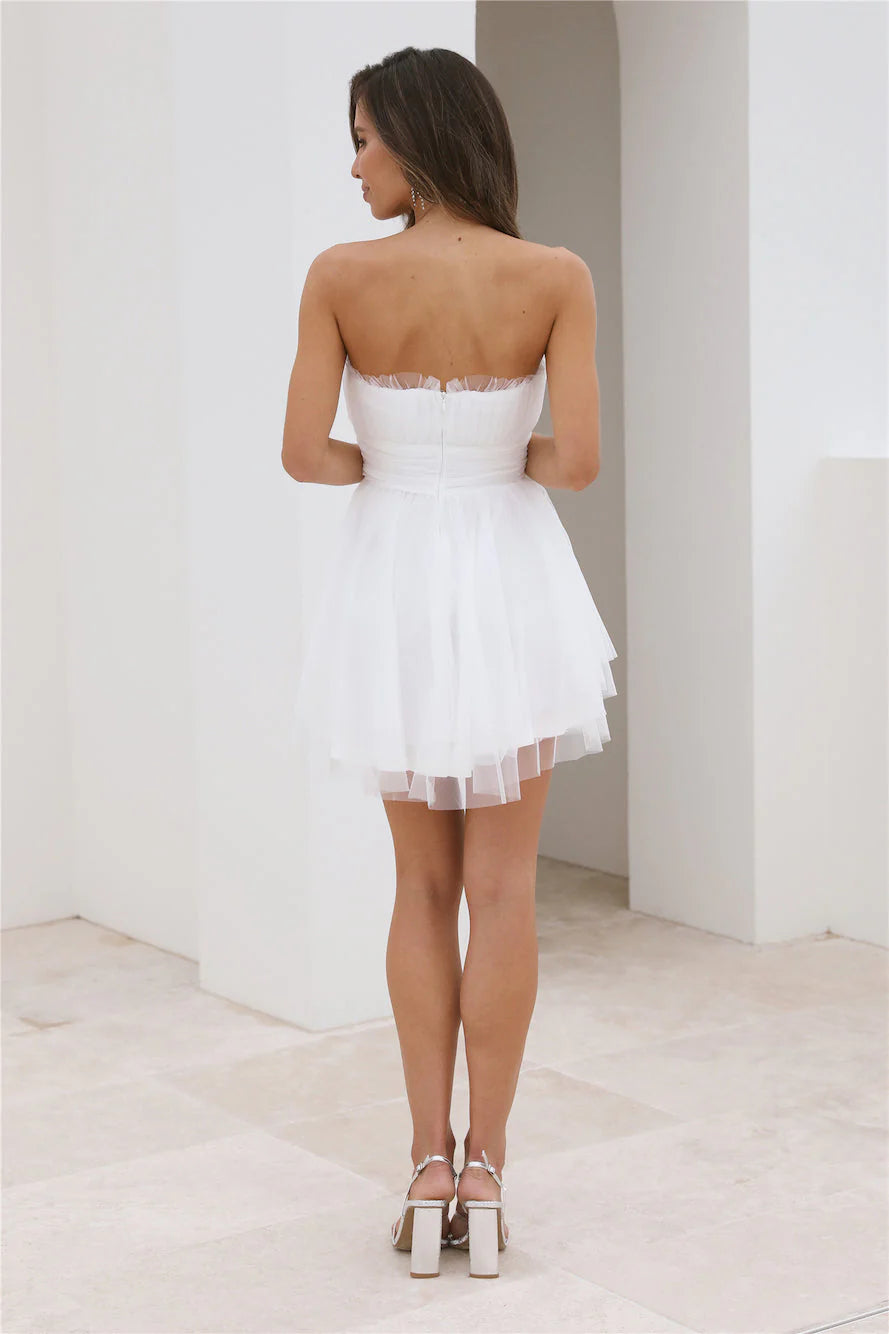 Hollywood Lights Tulle Mini Dress White