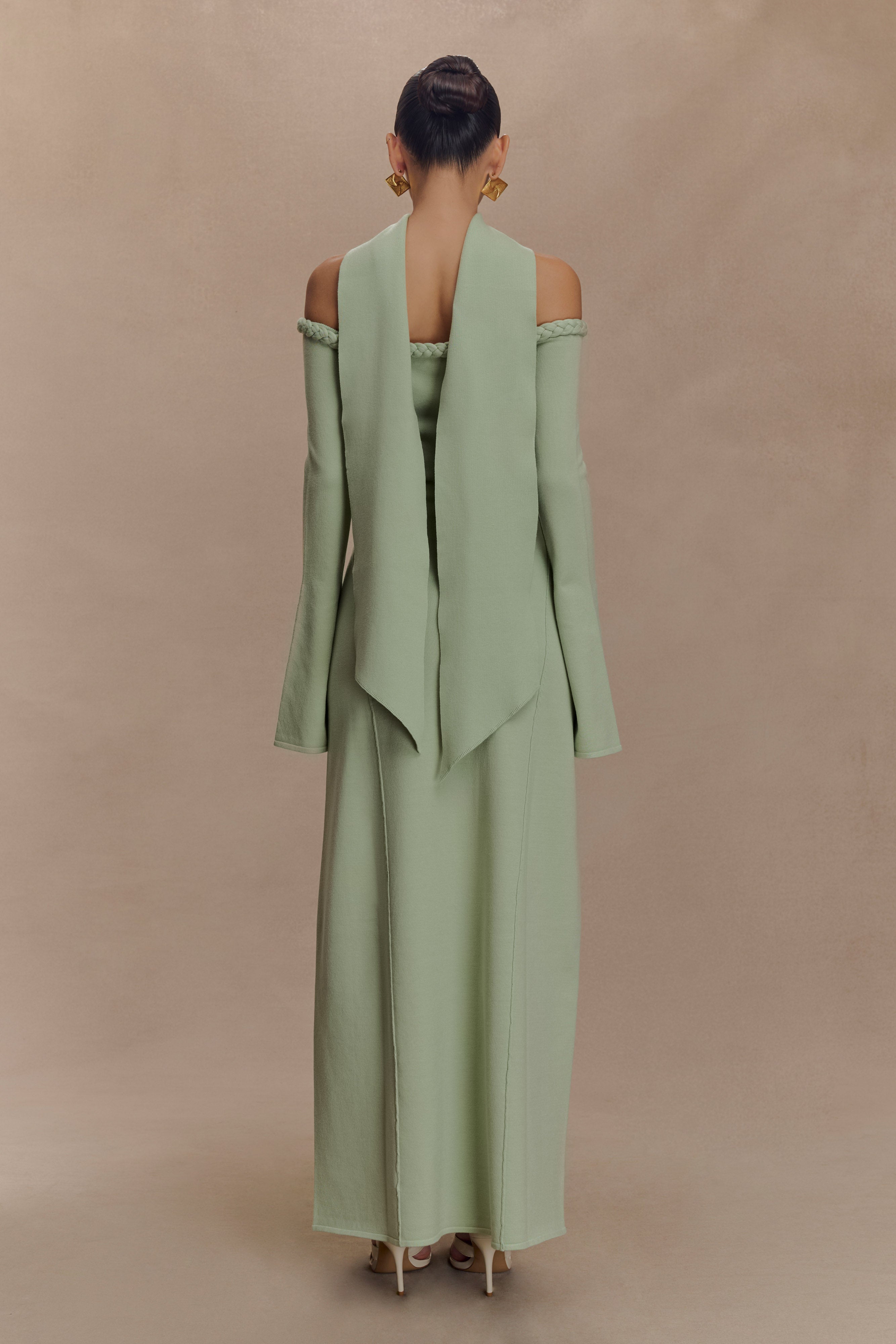 Heidi Strapless Knit Scarf Maxi Dress - Pastel Green