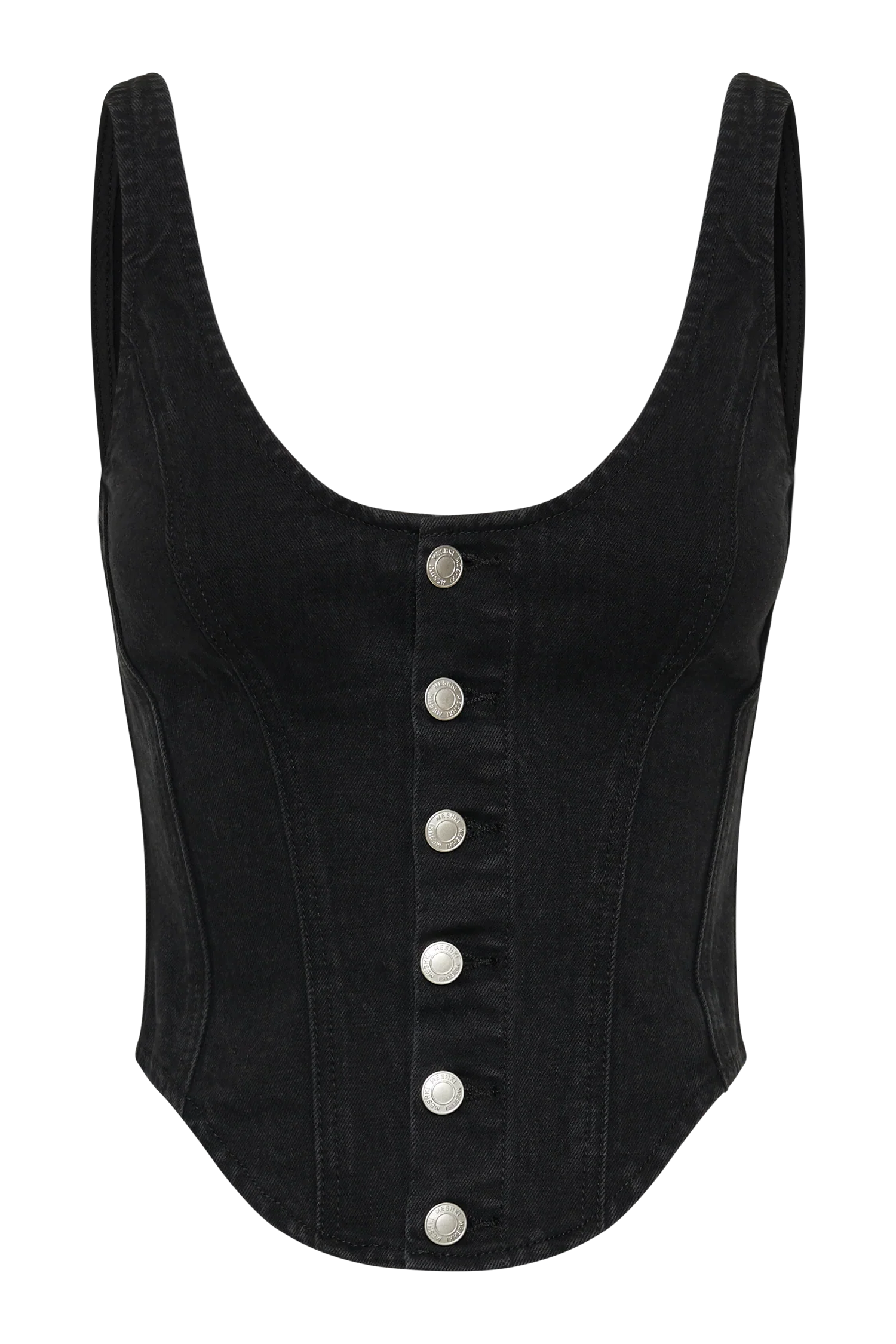 Corset Denim Top - Washed Black