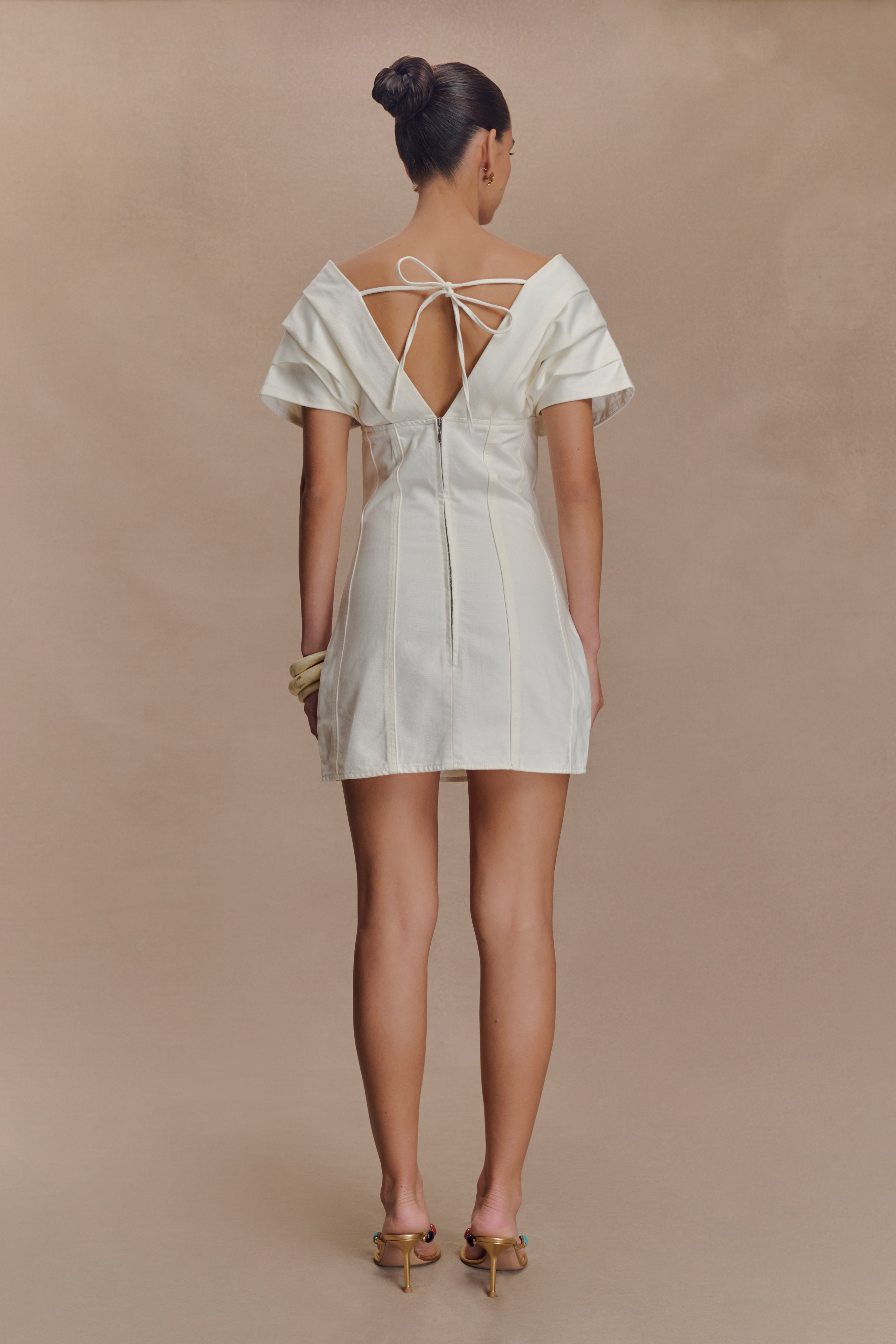 Pascale Off Shoulder Denim Mini Dress - White